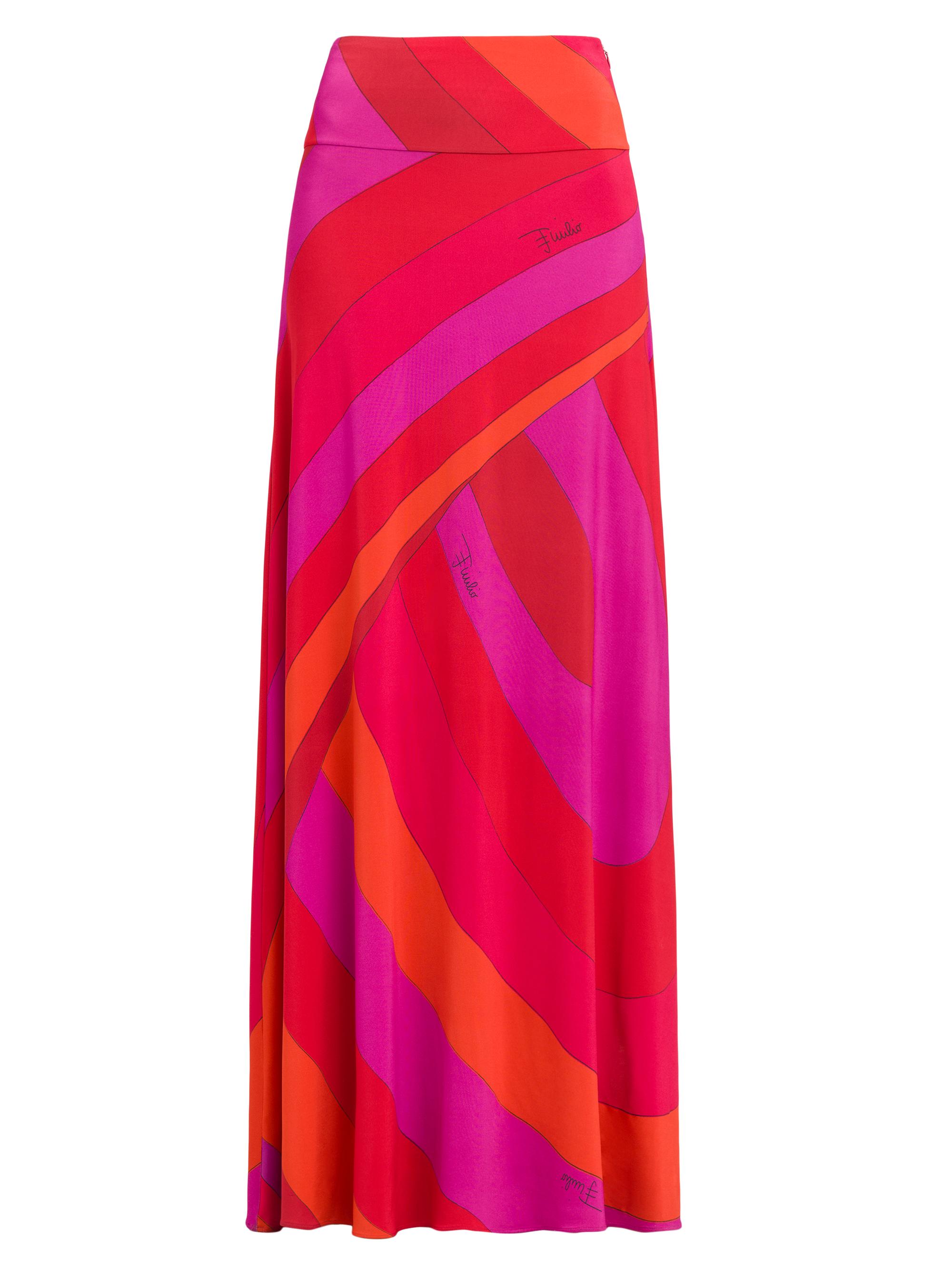 Pucci Women's Parade Jersey Satin Maxi Skirt - Rosso Fuxia