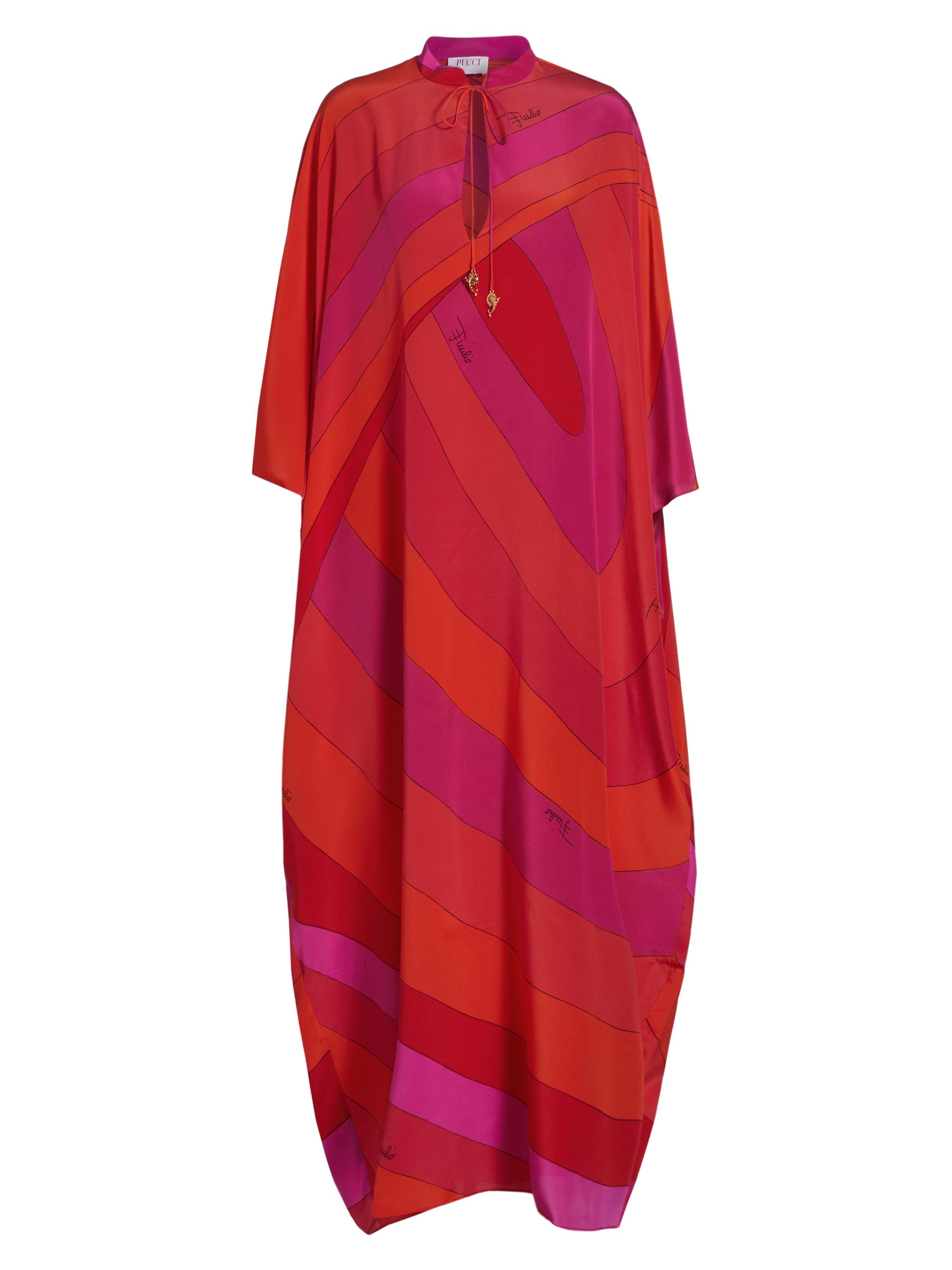 Pucci Women's Silk Crepe de Chine Kaftan - Rosso Fuxia