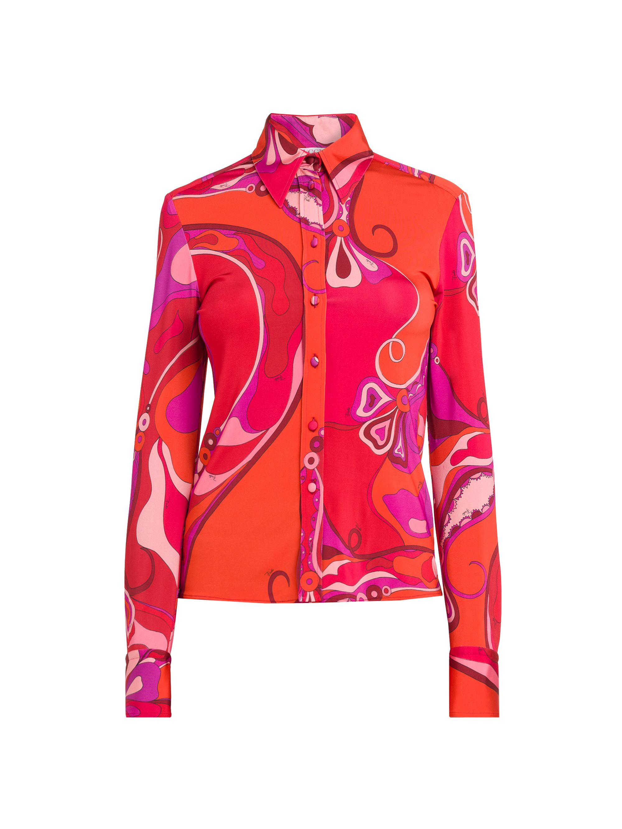 Pucci Women's Parade Jersey Satin Shirt - Rosso Fuxia
