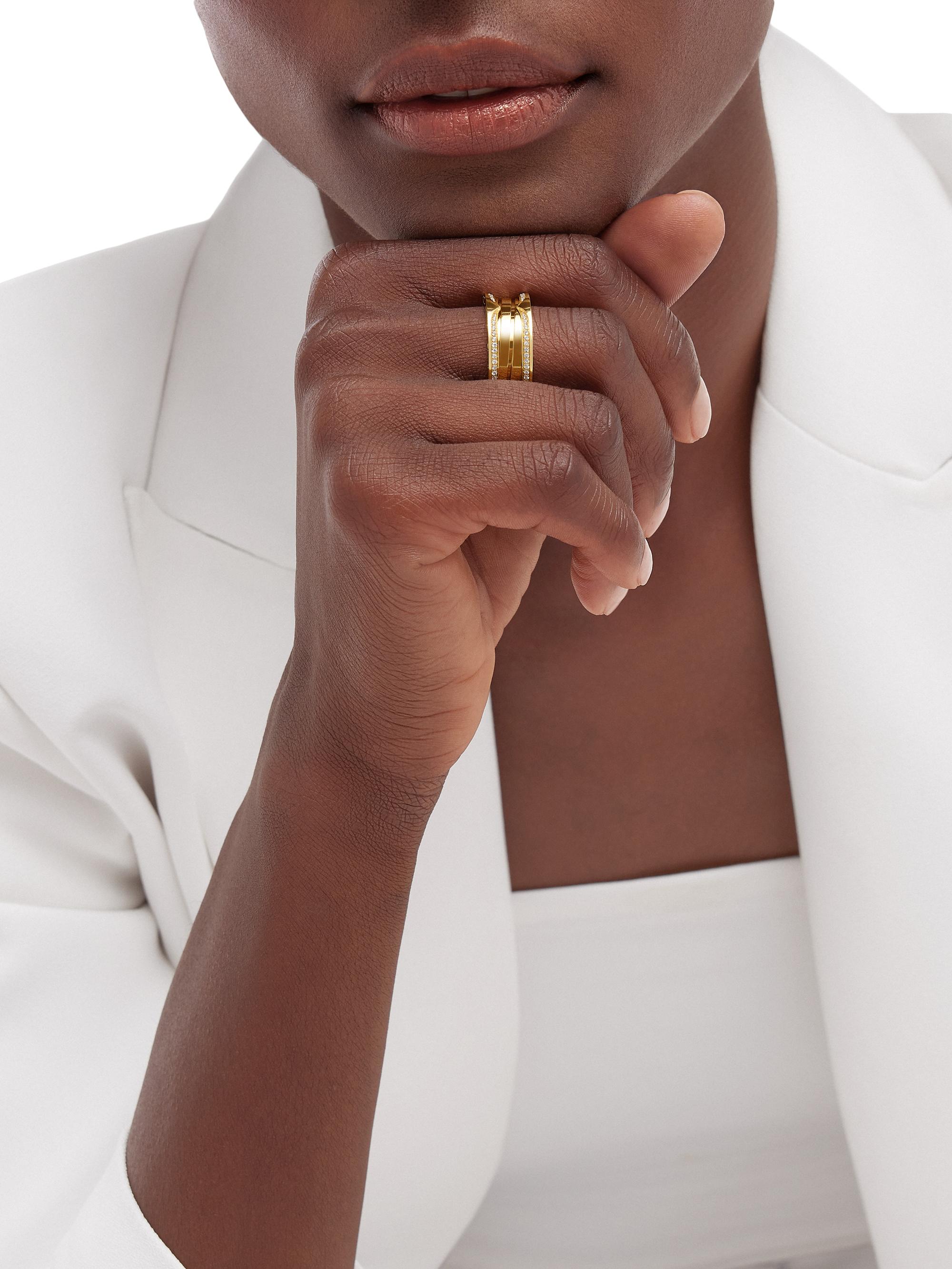 BVLGARI B.zero1 18K Yellow Gold & 0.43 TCW Diamond 3-Band