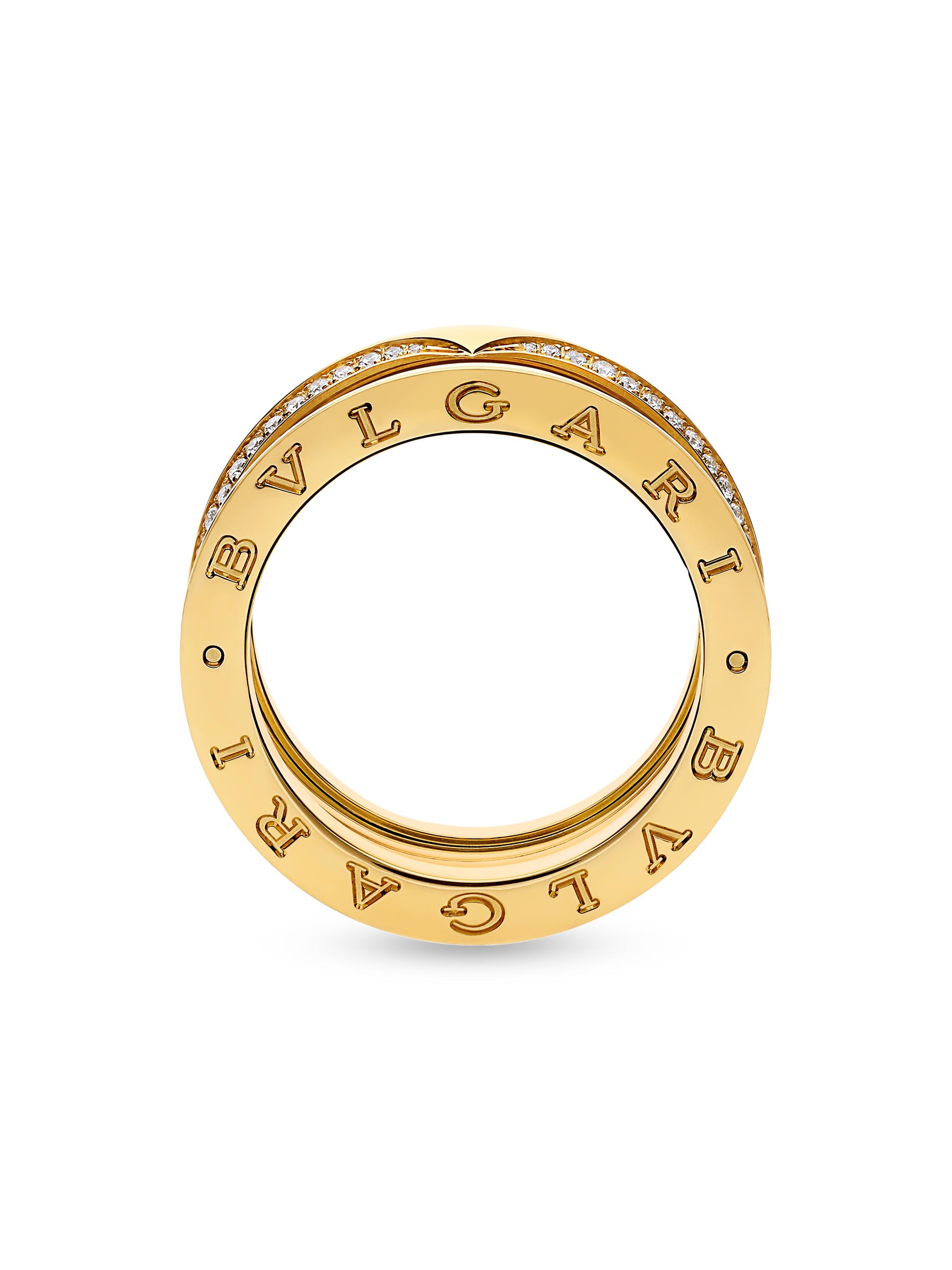 BVLGARI B.zero1 18K Yellow Gold & 0.43 TCW Diamond 3-Band Ring