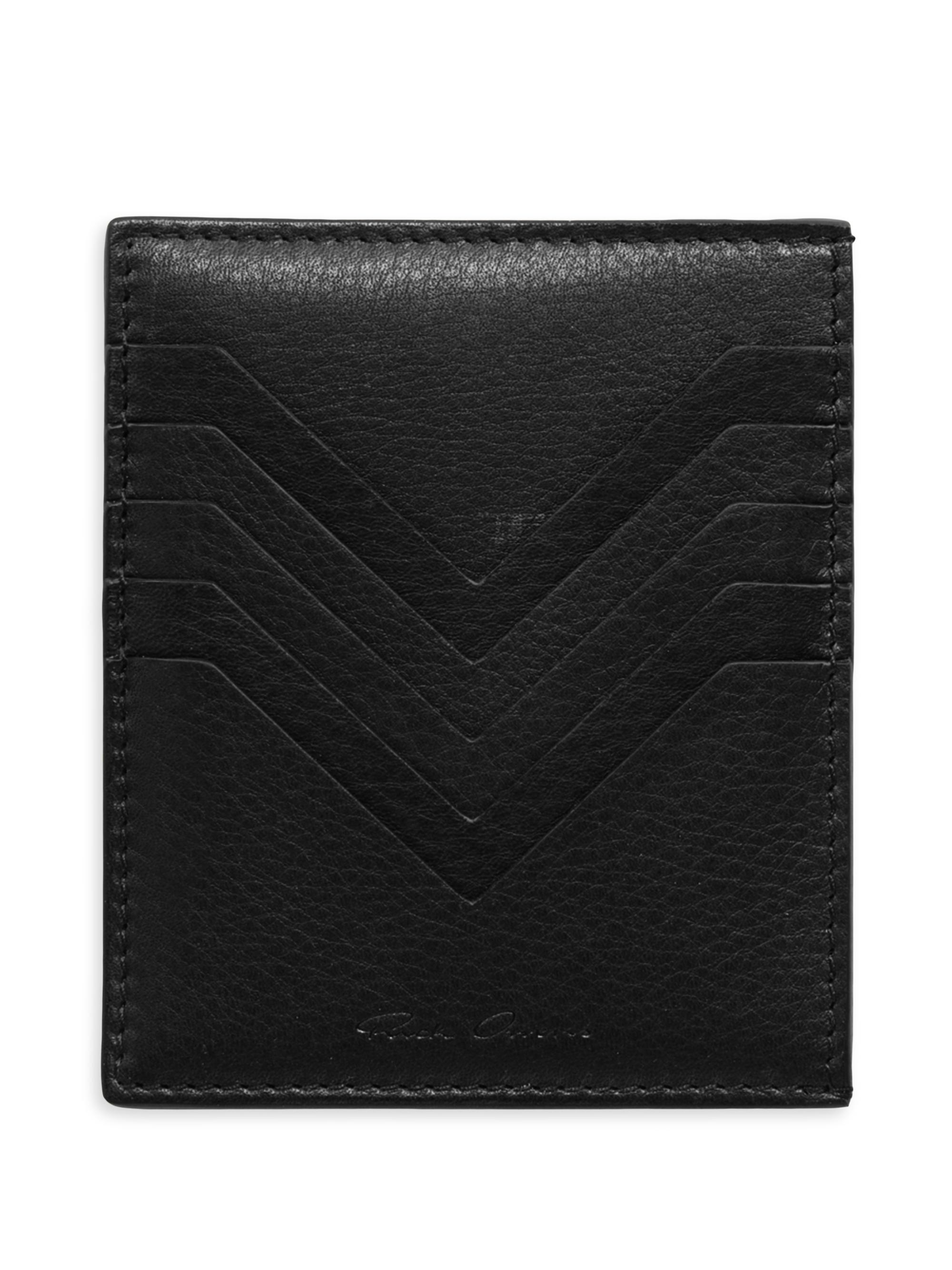 Rick Owens Men's Square Leather Card Holder - Black