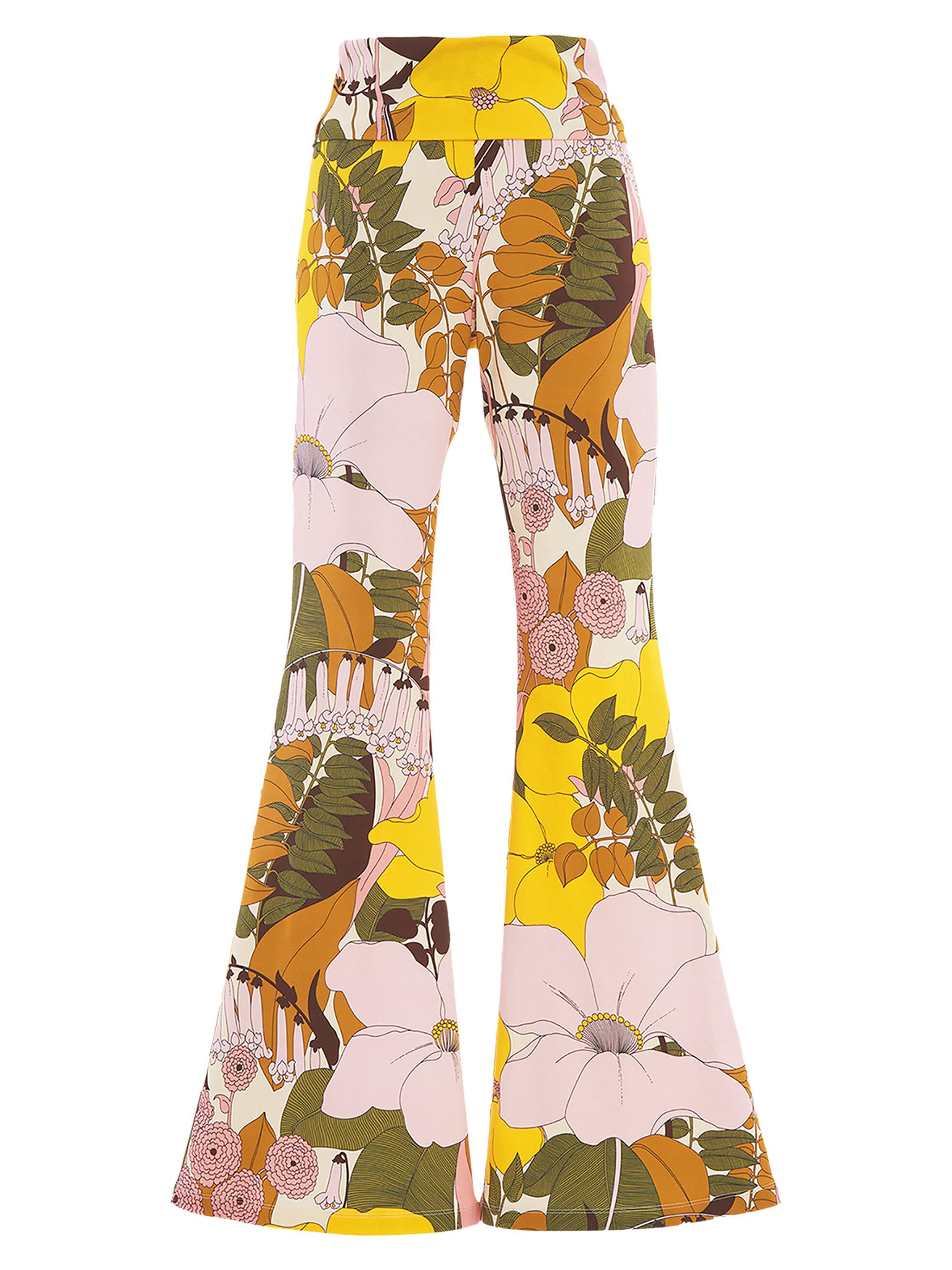 La DoubleJ Women's Meditation Pants - Big Flower Rose Pink