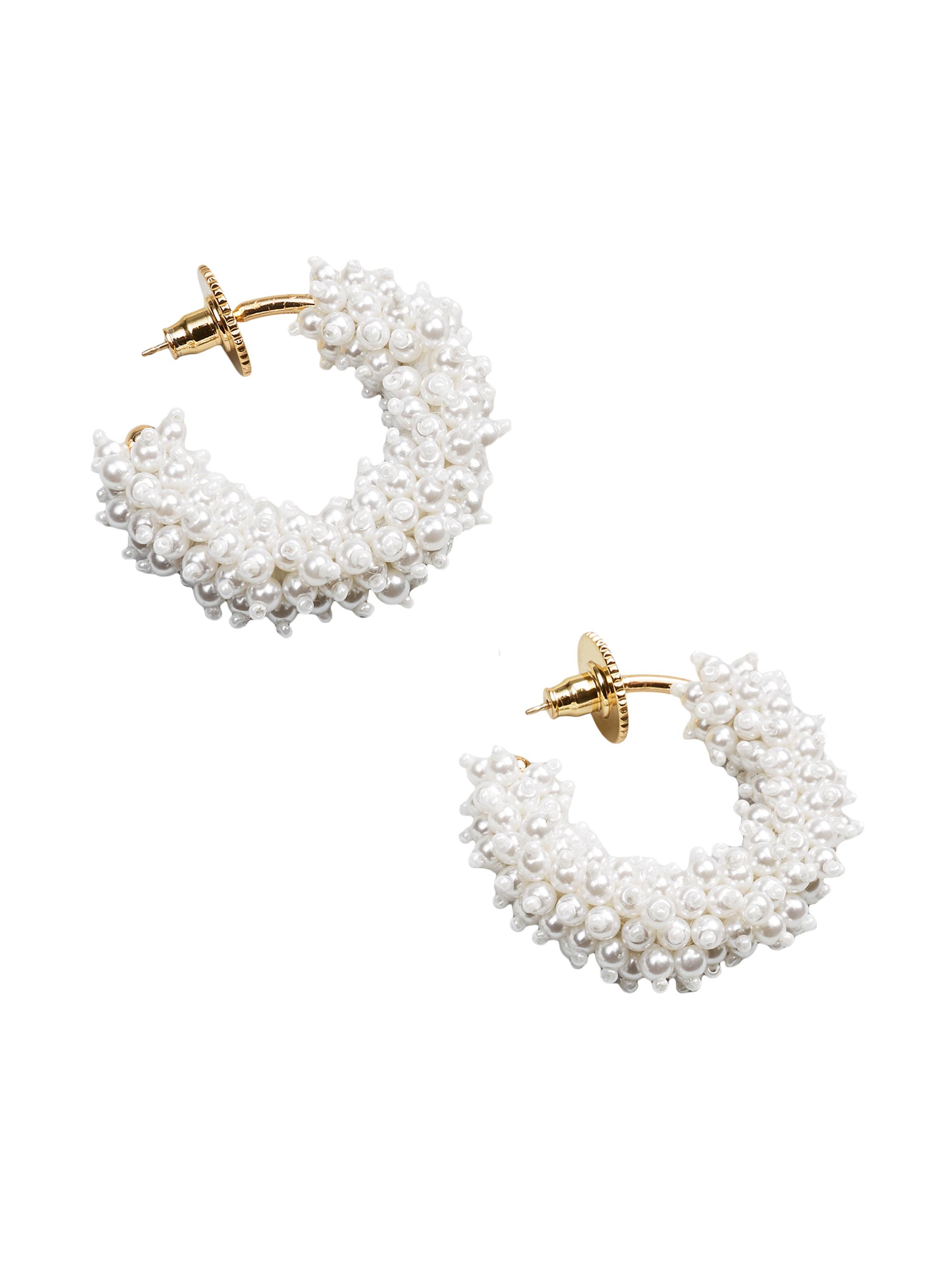 Mignonne Gavigan Women's Taylor 14K-Gold-Plated & Imitation Pearl Hoop Earrings - White Gold