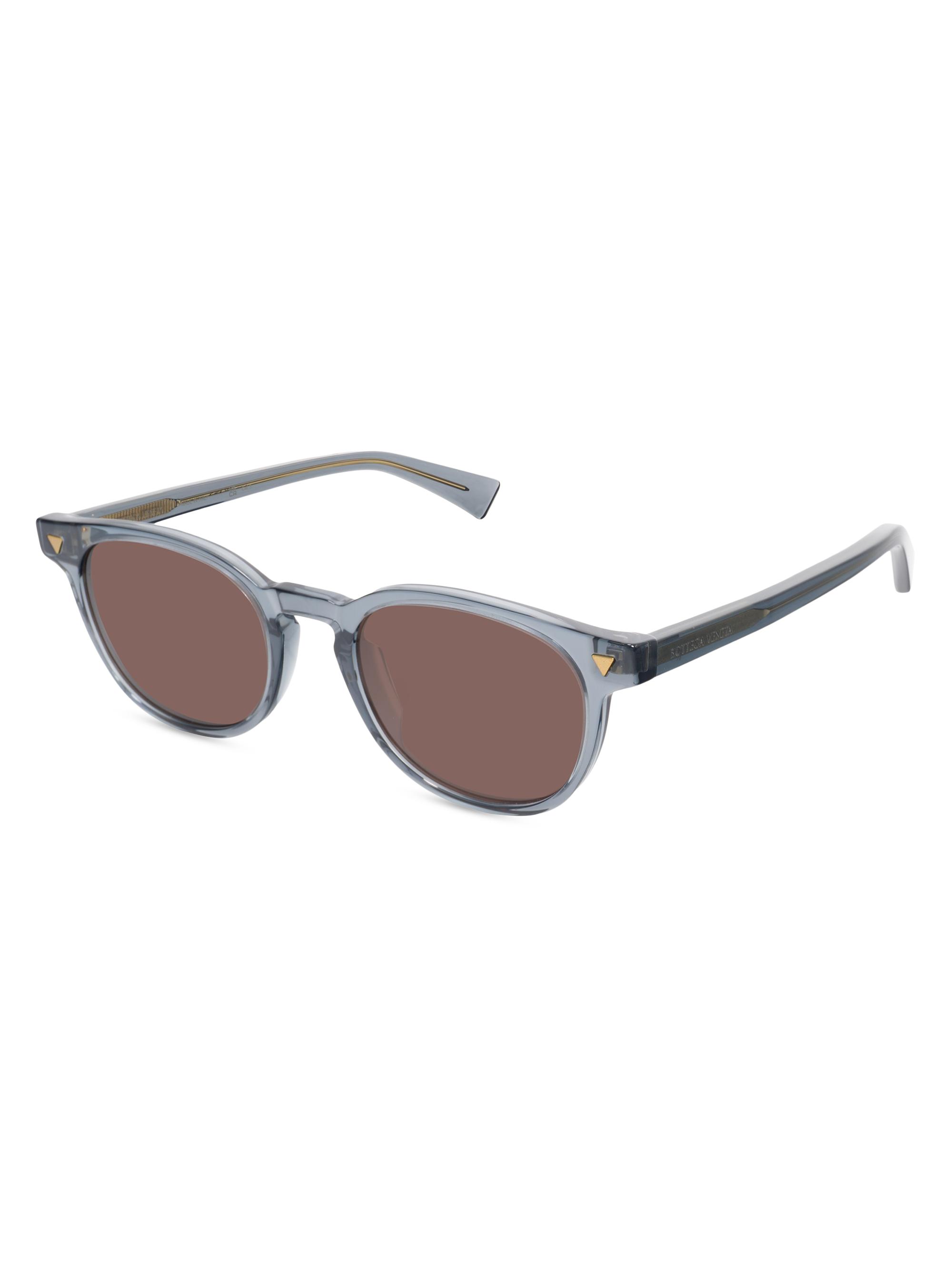 Bottega Veneta Men's Triangle Stud 50MM Round Sunglasses - Brown Blue