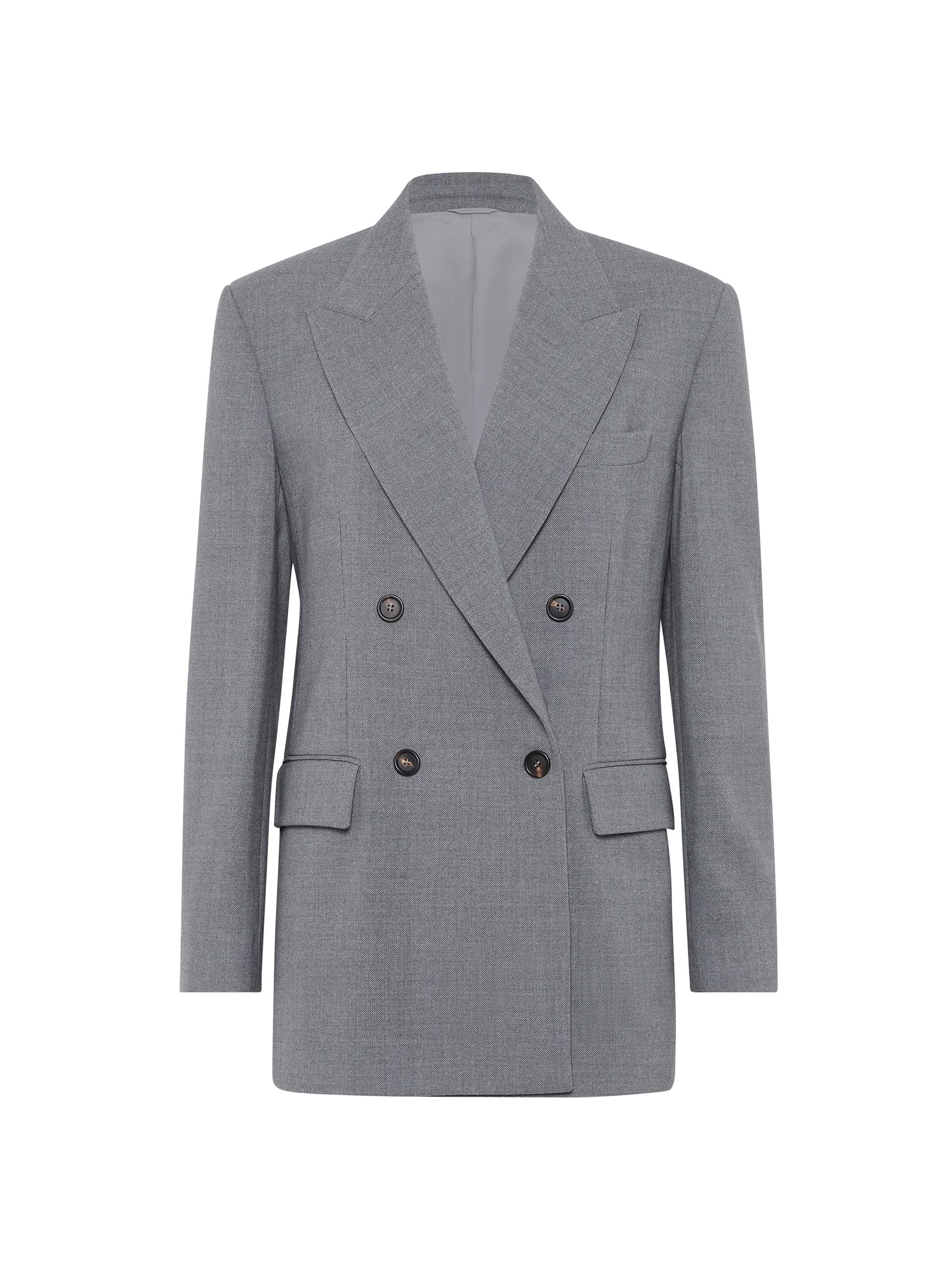 Brunello Cucinelli Women's Virgin Wool Panama Blazer - Medium Grey