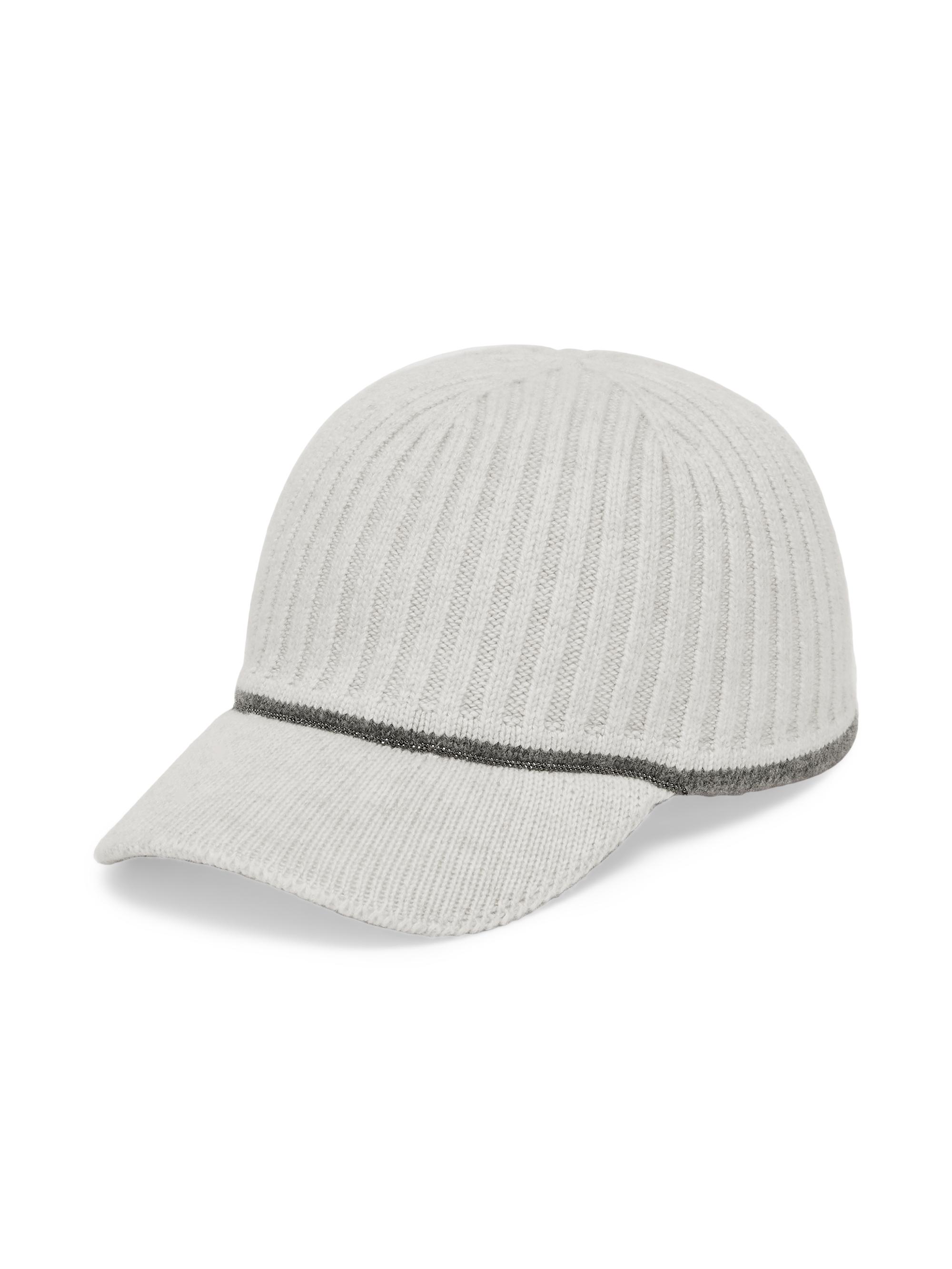 Brunello Cucinelli Women's Silk Rib Knit Baseball Cap with Monili - Pearl Grey