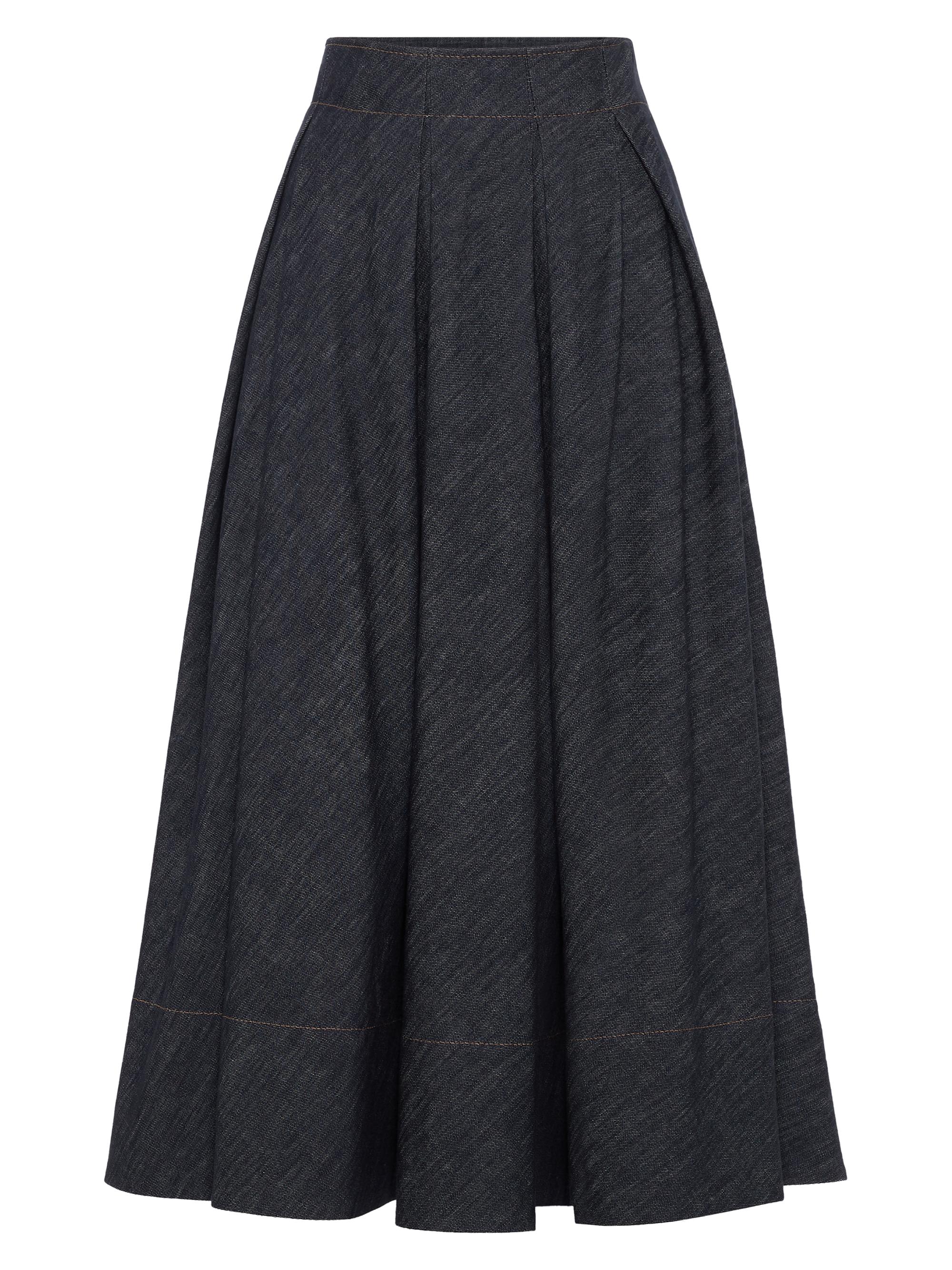 Brunello Cucinelli Women's Cotton Denim Effect Twill Pleated Circle Skirt - Dark Denim