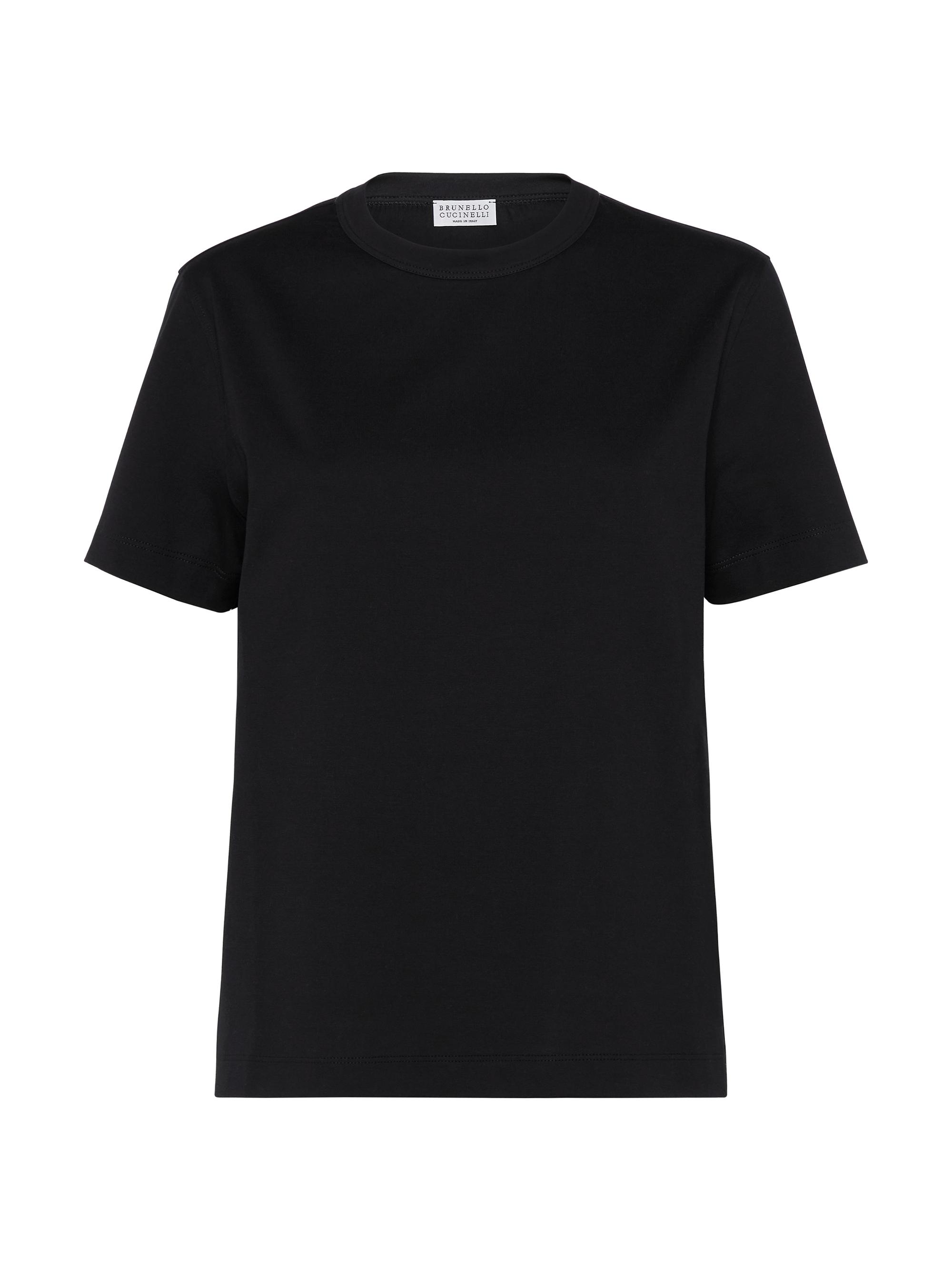 Brunello Cucinelli Women's Cotton Jersey T-Shirt with Monili - Black