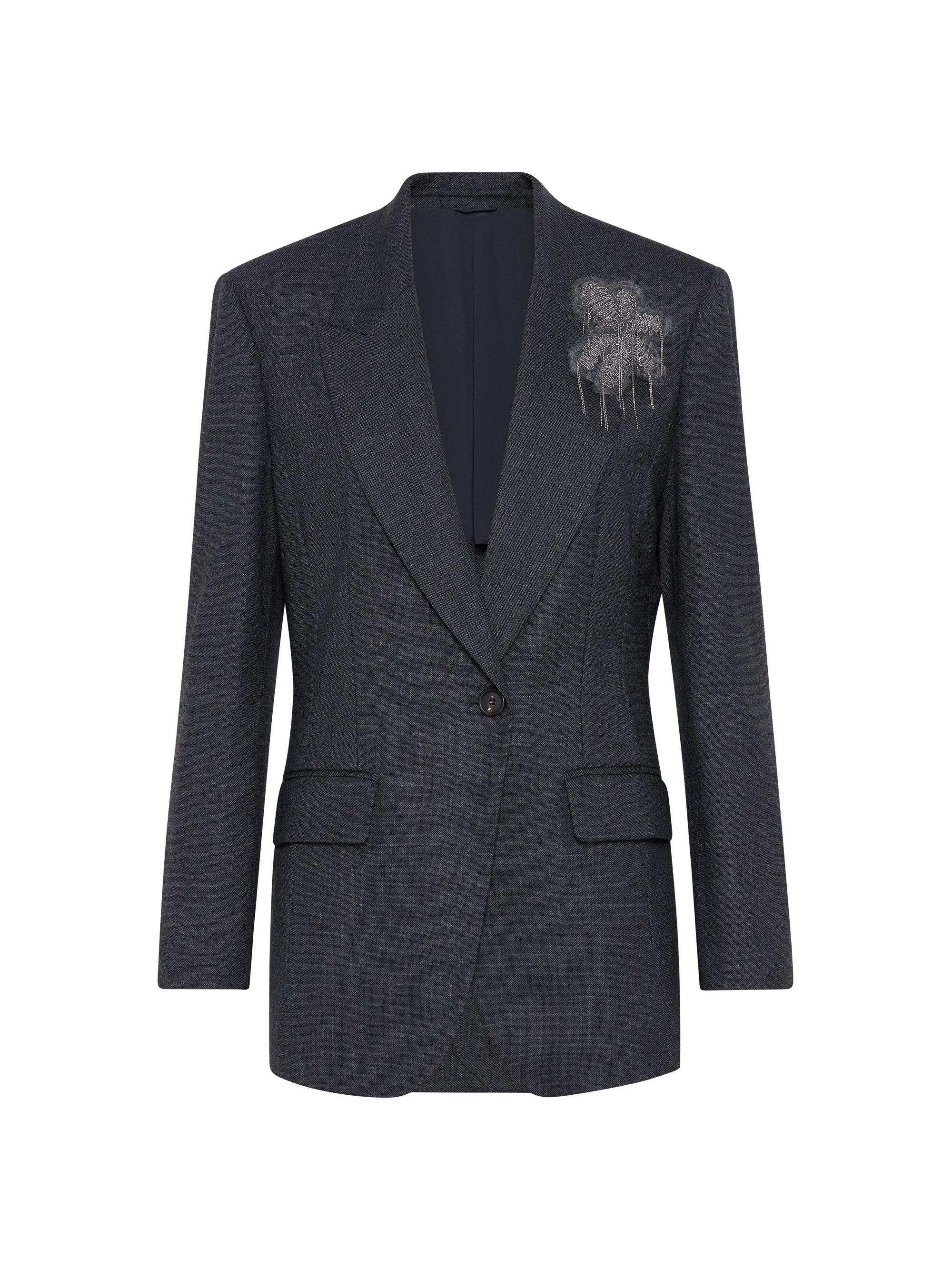 Brunello Cucinelli Women's Comfort Virgin Wool Grisaille Blazer - Dark Grey