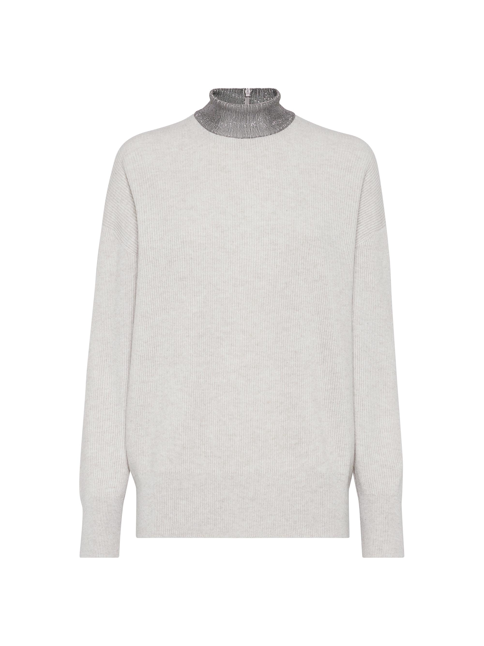 Brunello Cucinelli Women's Cashmere English Rib Sweater - Pearl Grey