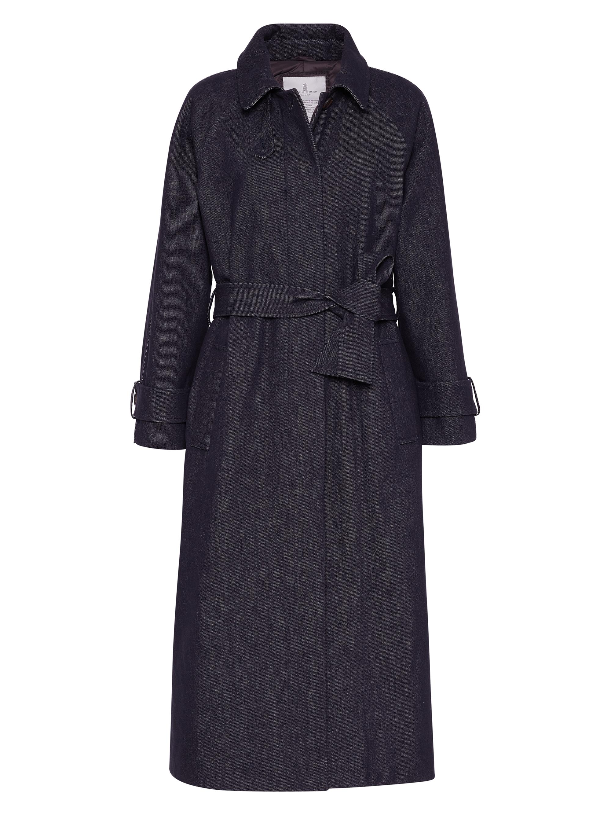 Brunello Cucinelli Women's No Fade Denim Trenchcoat with Thermore Padding - Denim