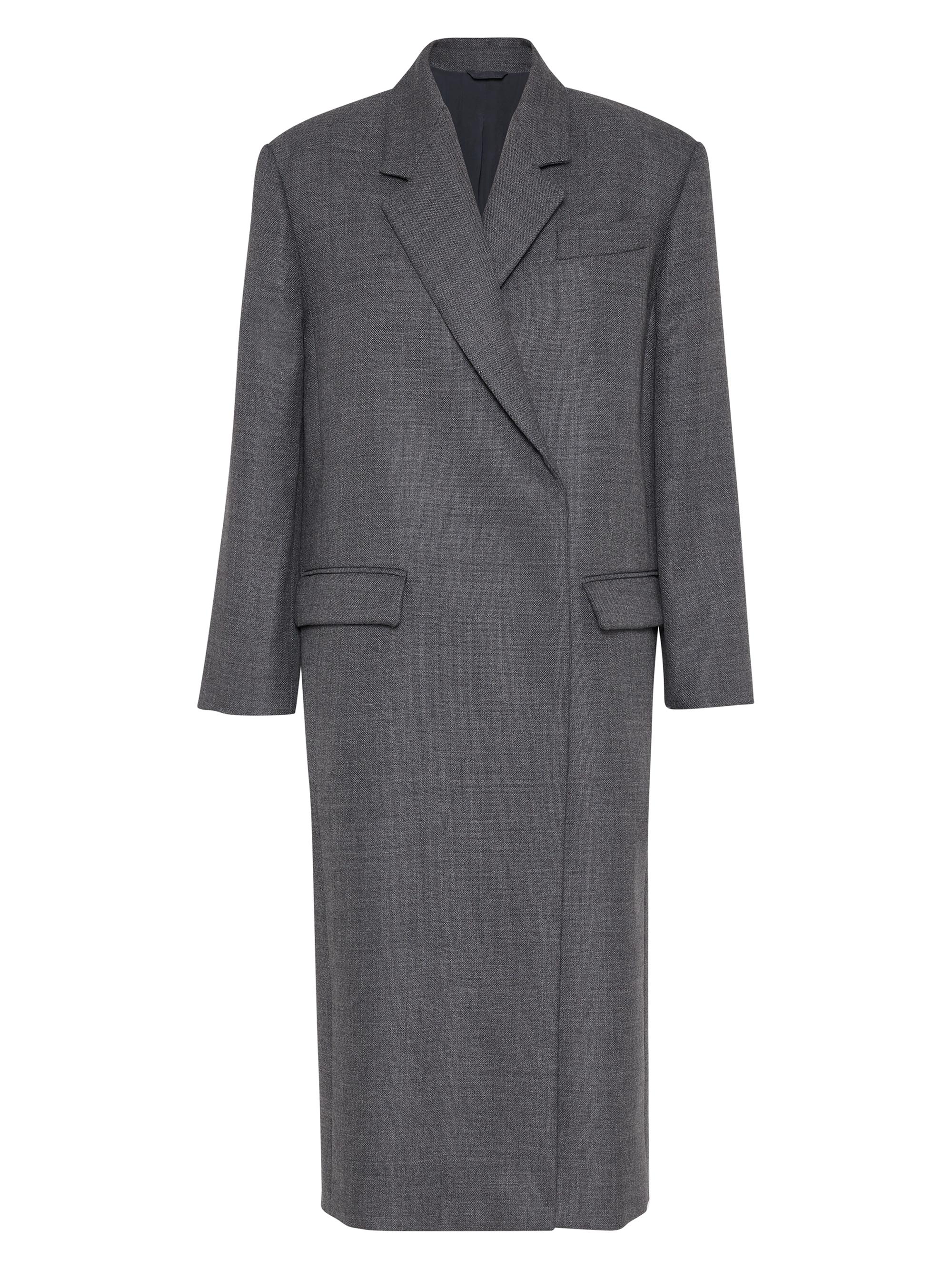 Brunello Cucinelli Women's Virgin Wool Coat with Monili - Dark Grey