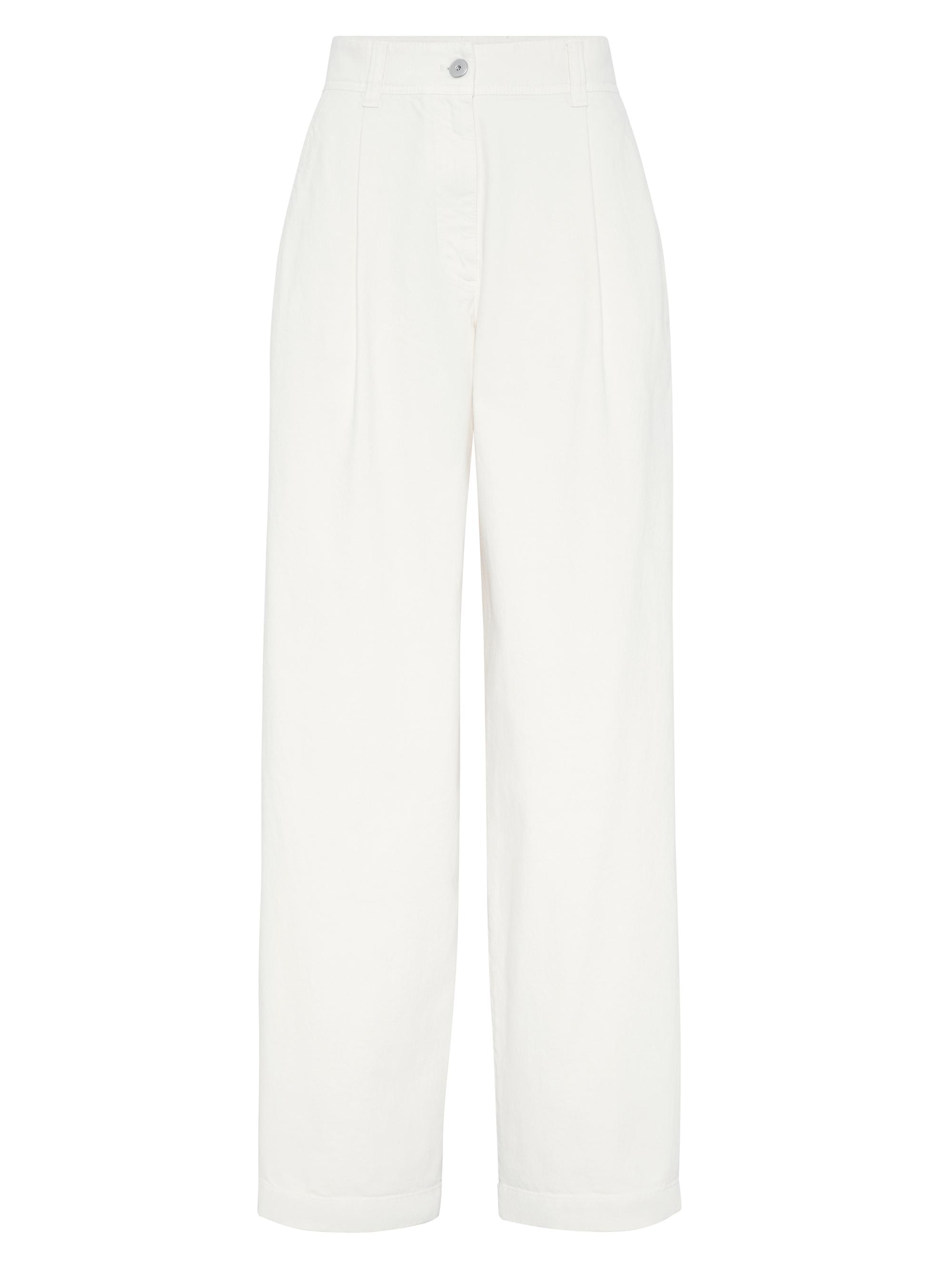 Brunello Cucinelli Women's Dyed Soft Denim Loose Sartorial Jeans - Chalk