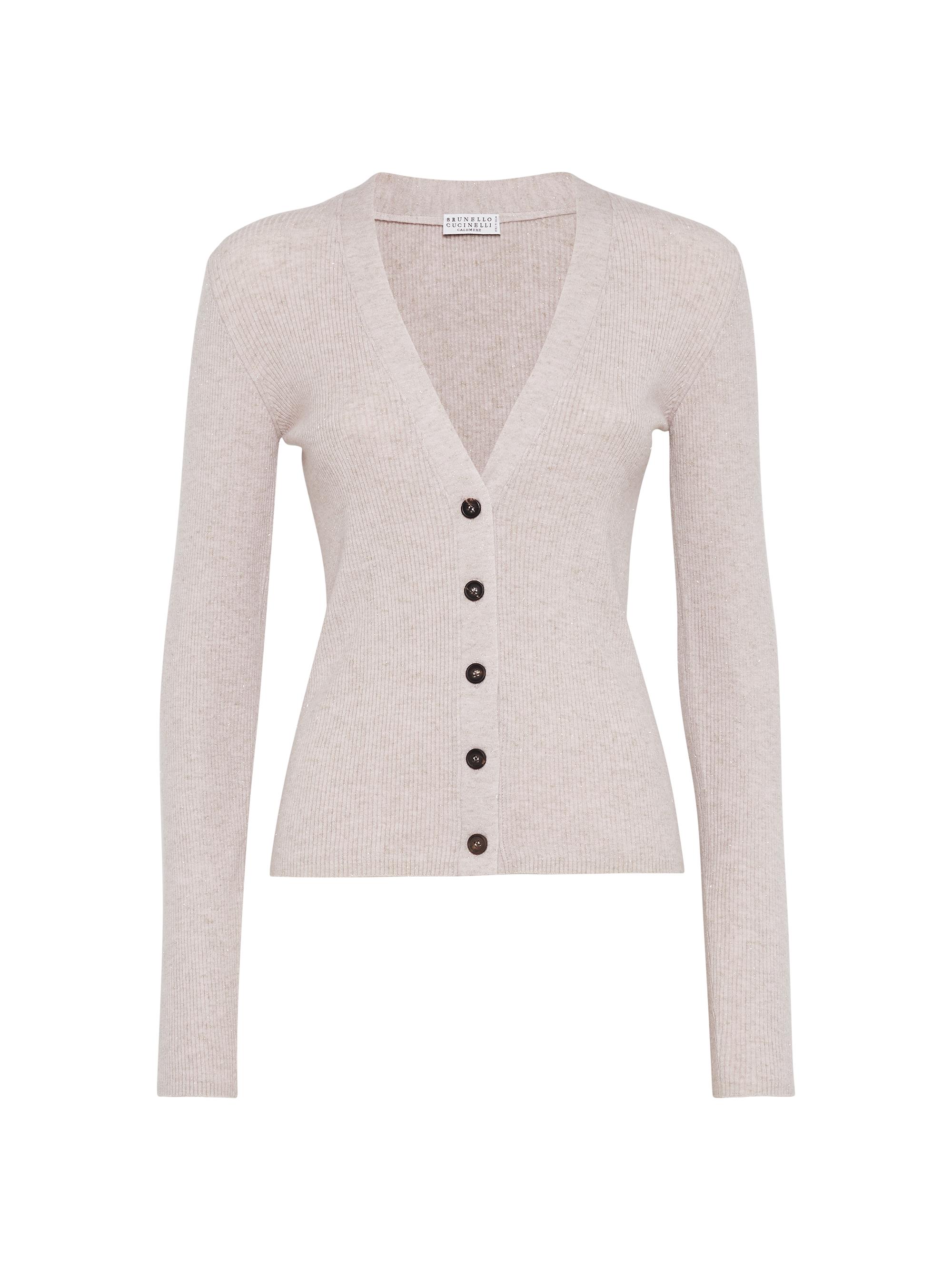 Brunello Cucinelli Women's Sparkling Cashmere Rib Knit Cardigan - Lead