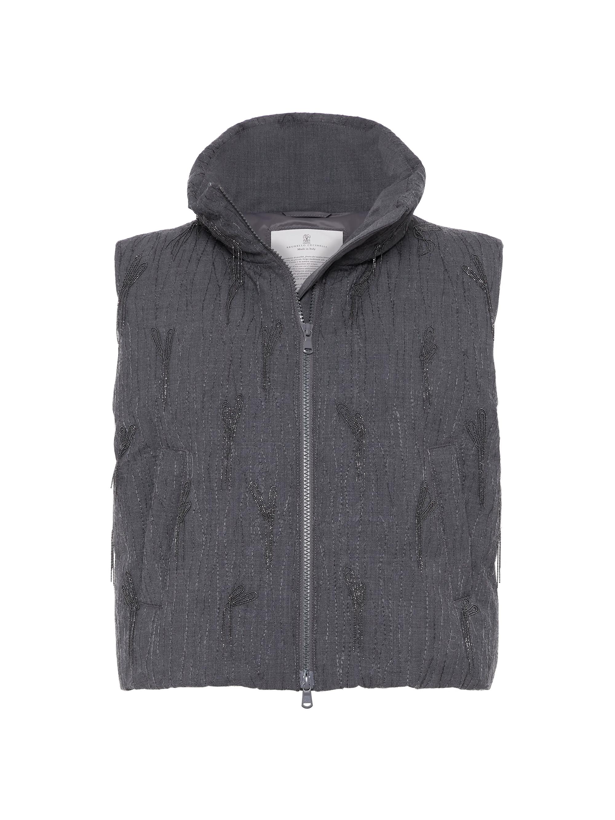 Brunello Cucinelli Women's Tropical Luxury Wool Down Vest - Grey