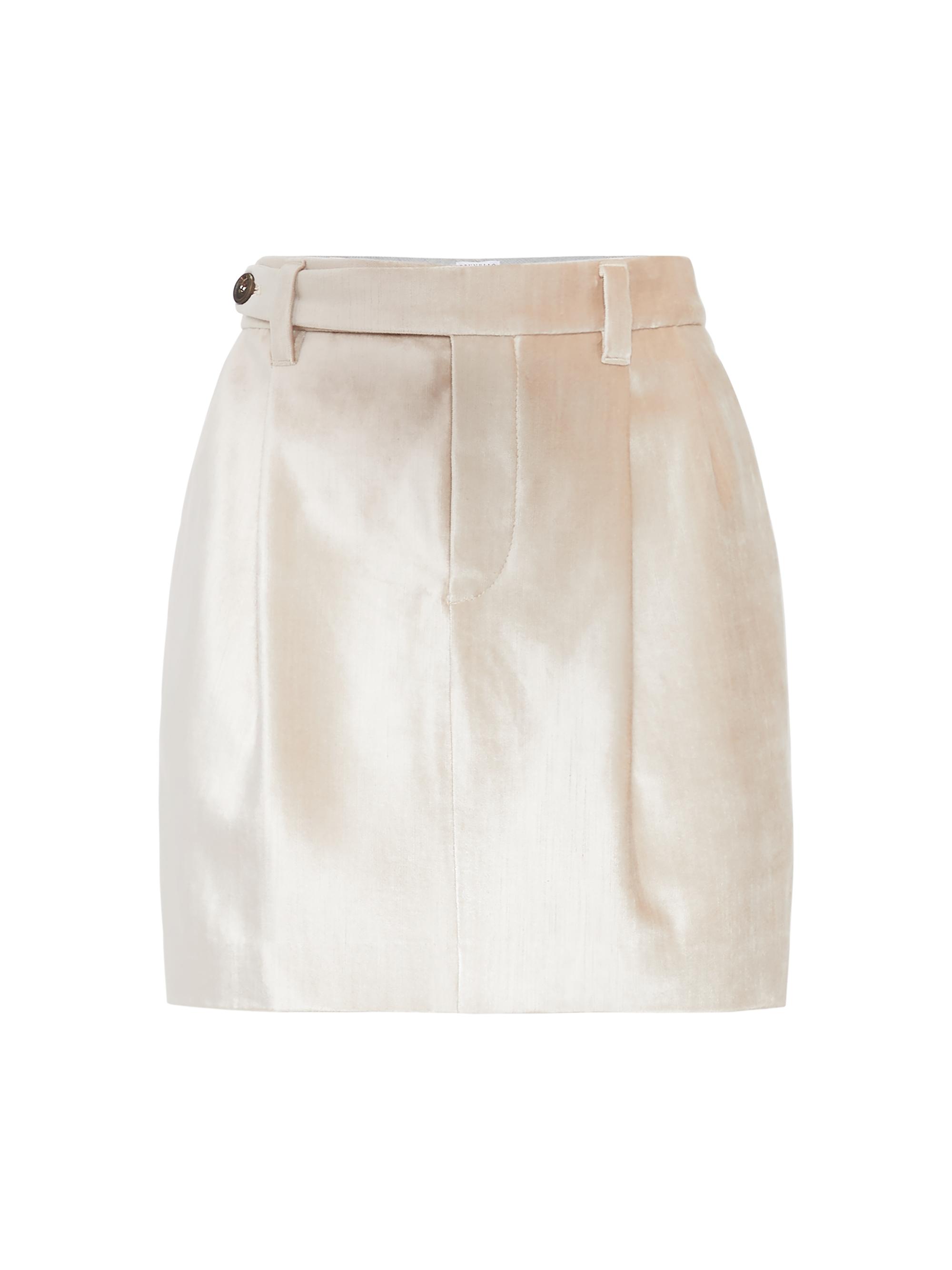 Brunello Cucinelli Women's Cotton and Viscose Sleek Velvet Sartorial Mini Skirt - Rose Gold