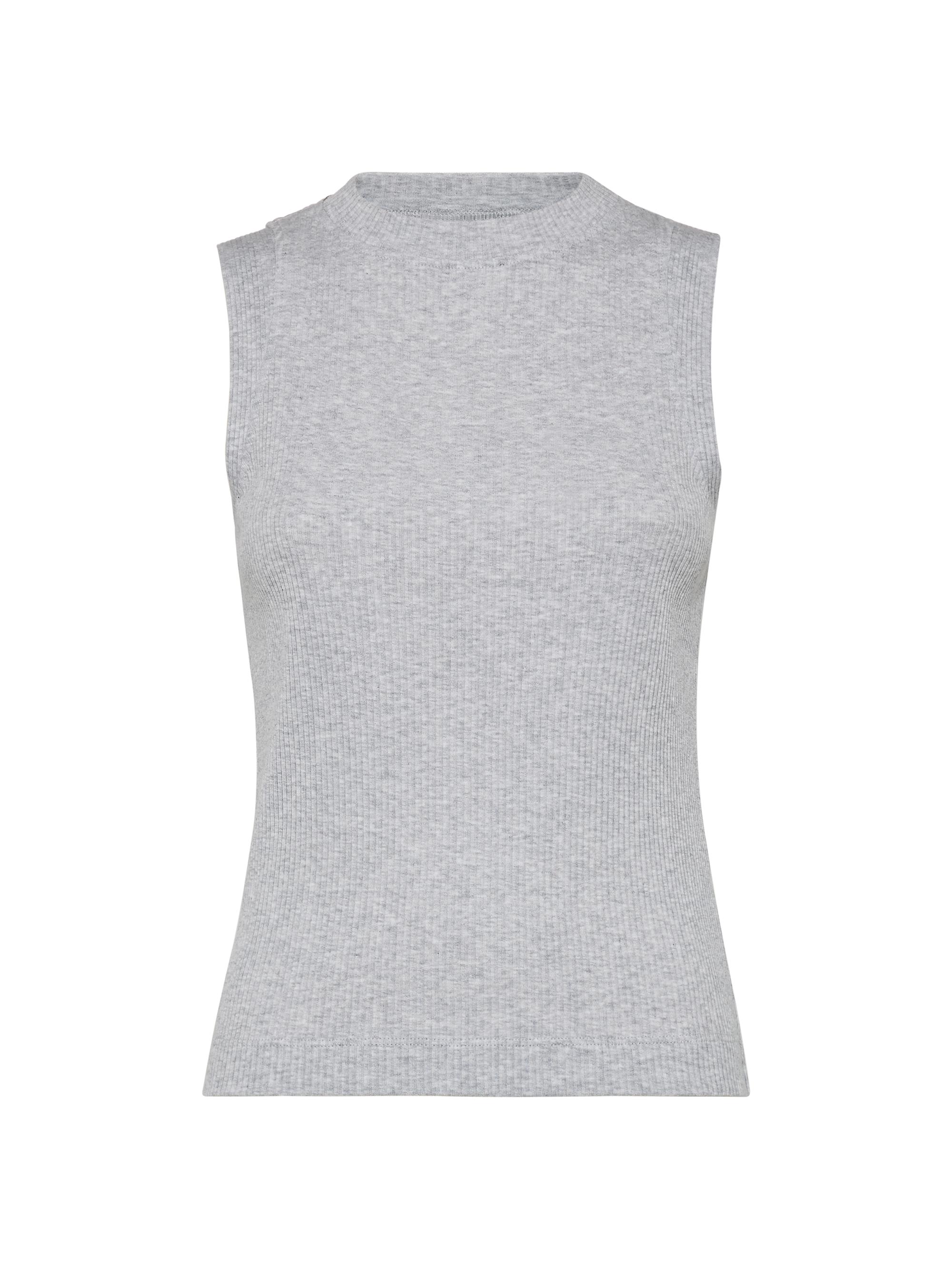 Brunello Cucinelli Women's Cotton Ribbed Jersey Top - Light Grey
