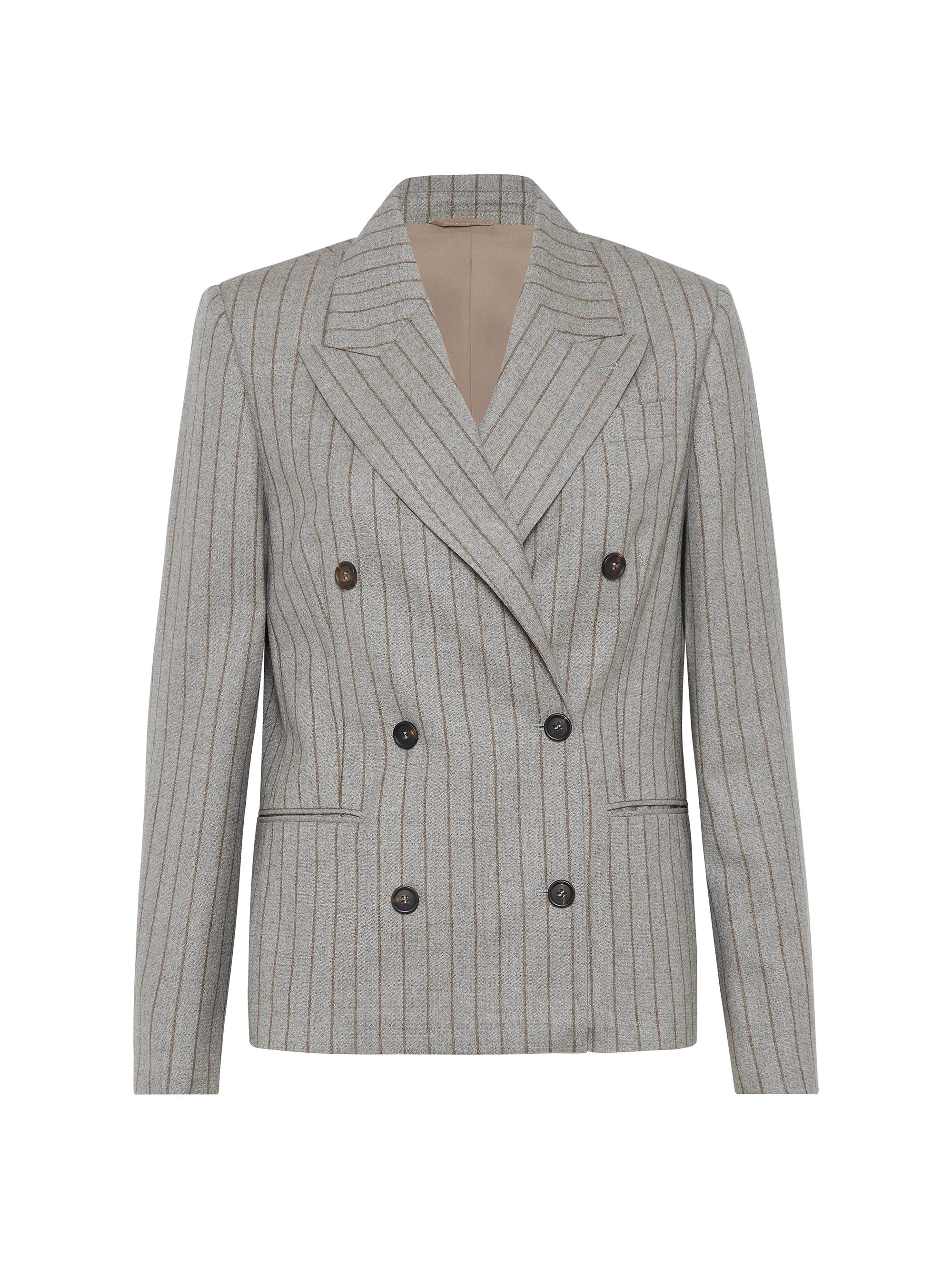 Brunello Cucinelli Women's Virgin Wool Blazer with Monili - Tobacco