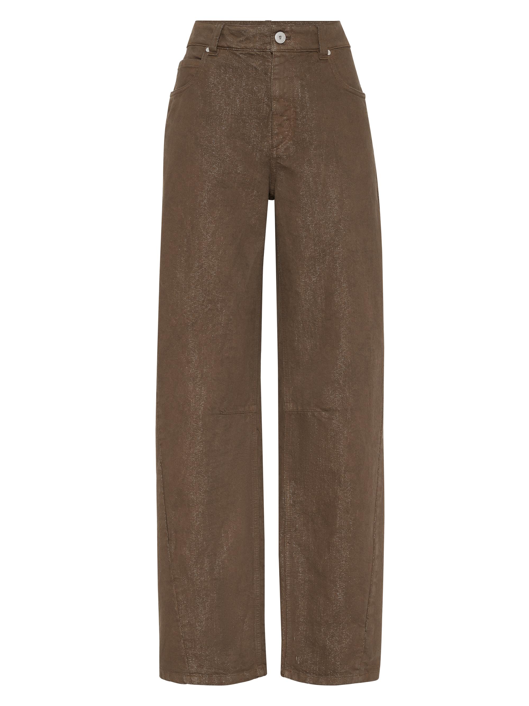 Brunello Cucinelli Women's Dyed Sparkling Denim Loose Straight Jeans - Brown