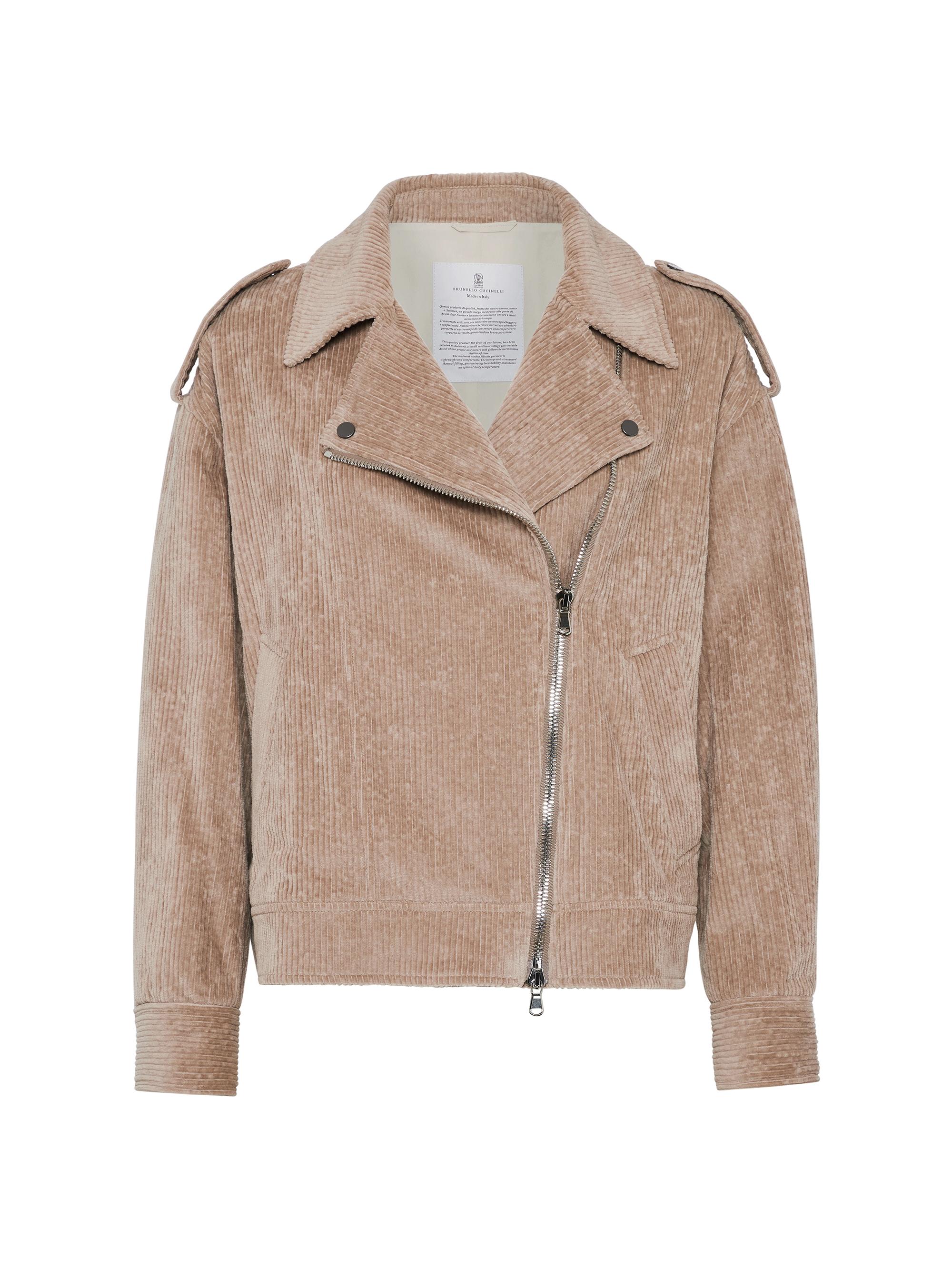 Brunello Cucinelli Women's Comfort Cotton Corduroy Biker Jacket - Brown