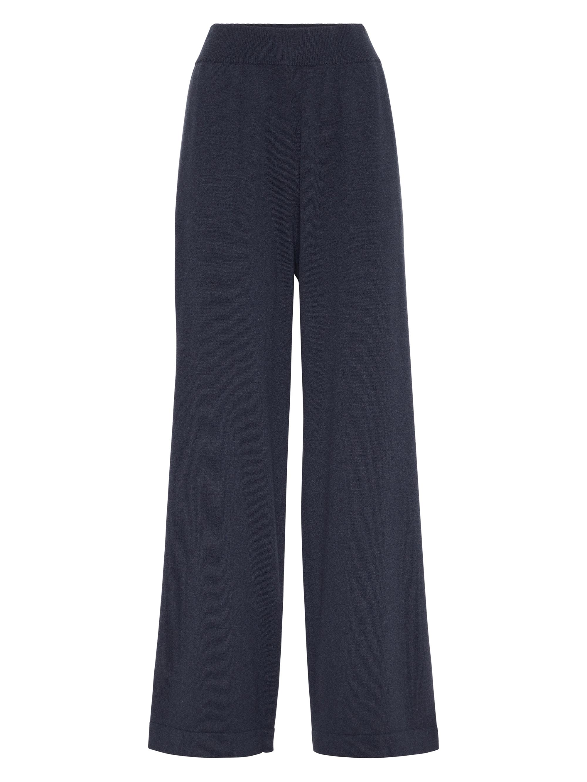 Brunello Cucinelli Women's Cashmere Knit Track Trousers with Shiny Tab - Night