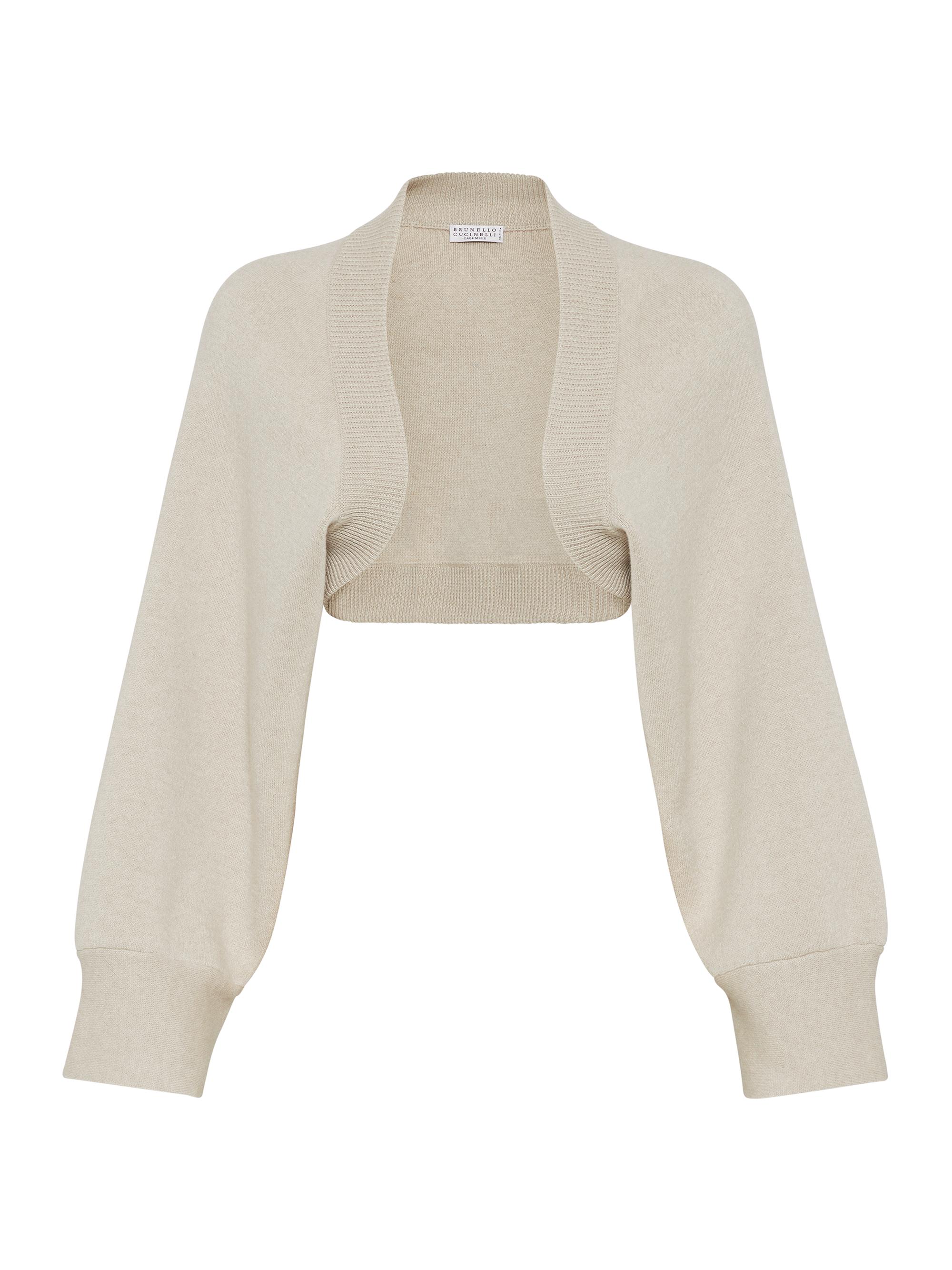 Brunello Cucinelli Women's Cashmere Double Knit Shrug - Cool Beige