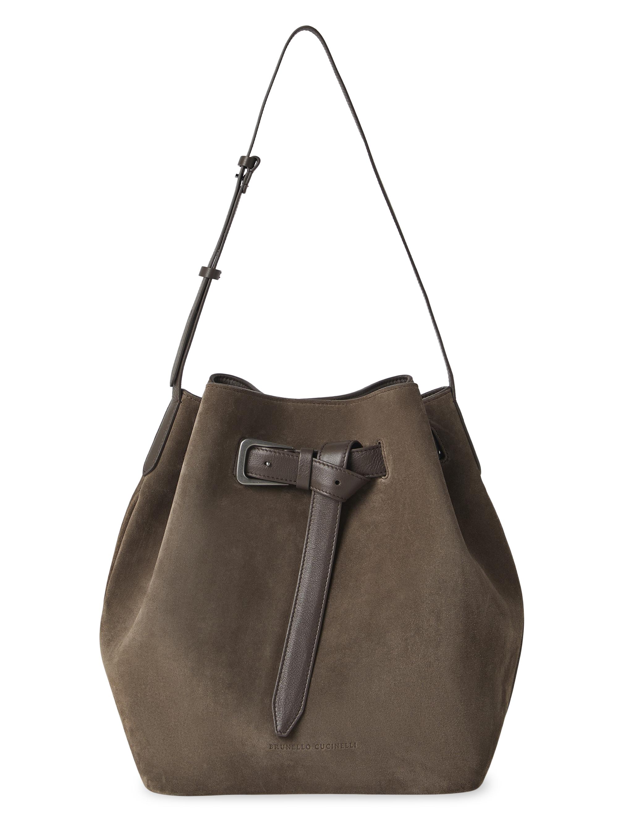 Brunello Cucinelli Women's Suede Soft Bag with Belt Detail - Mud