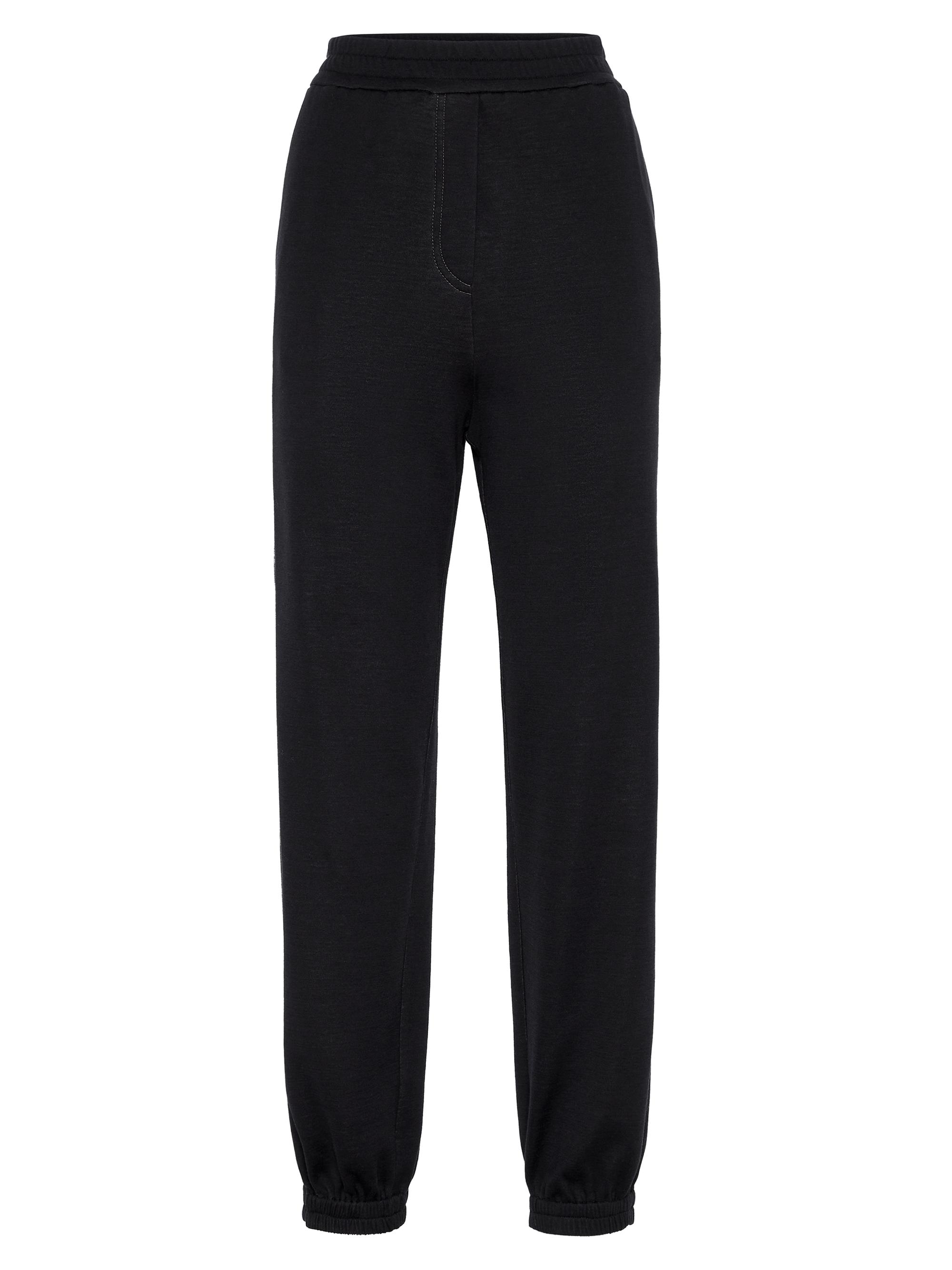 Brunello Cucinelli Women's Cotton and Silk Interlock Track Trousers - Black