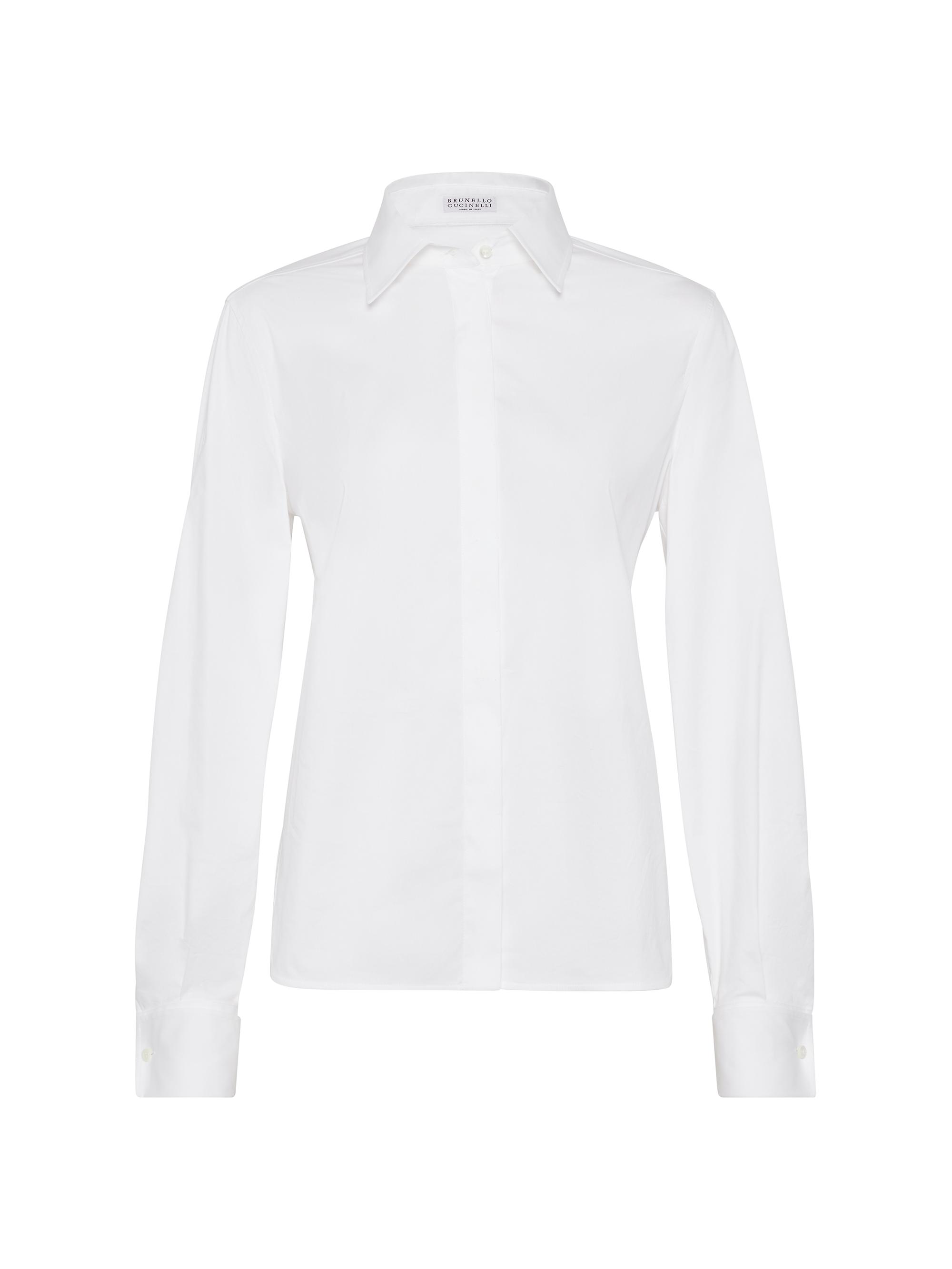 Brunello Cucinelli Women's Stretch Cotton Poplin Shirt - White