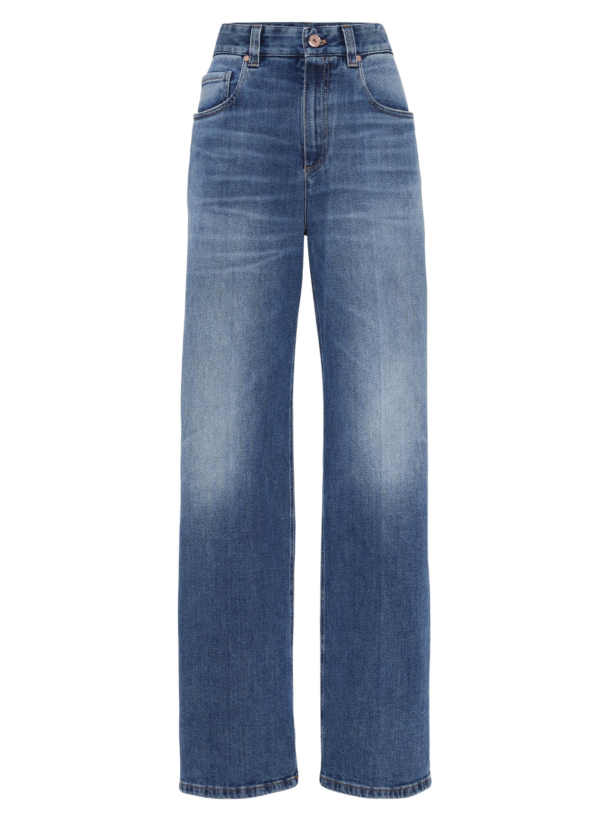 Brunello Cucinelli Women's Comfort Denim Loose Five Pocket Jeans - Dark Denim