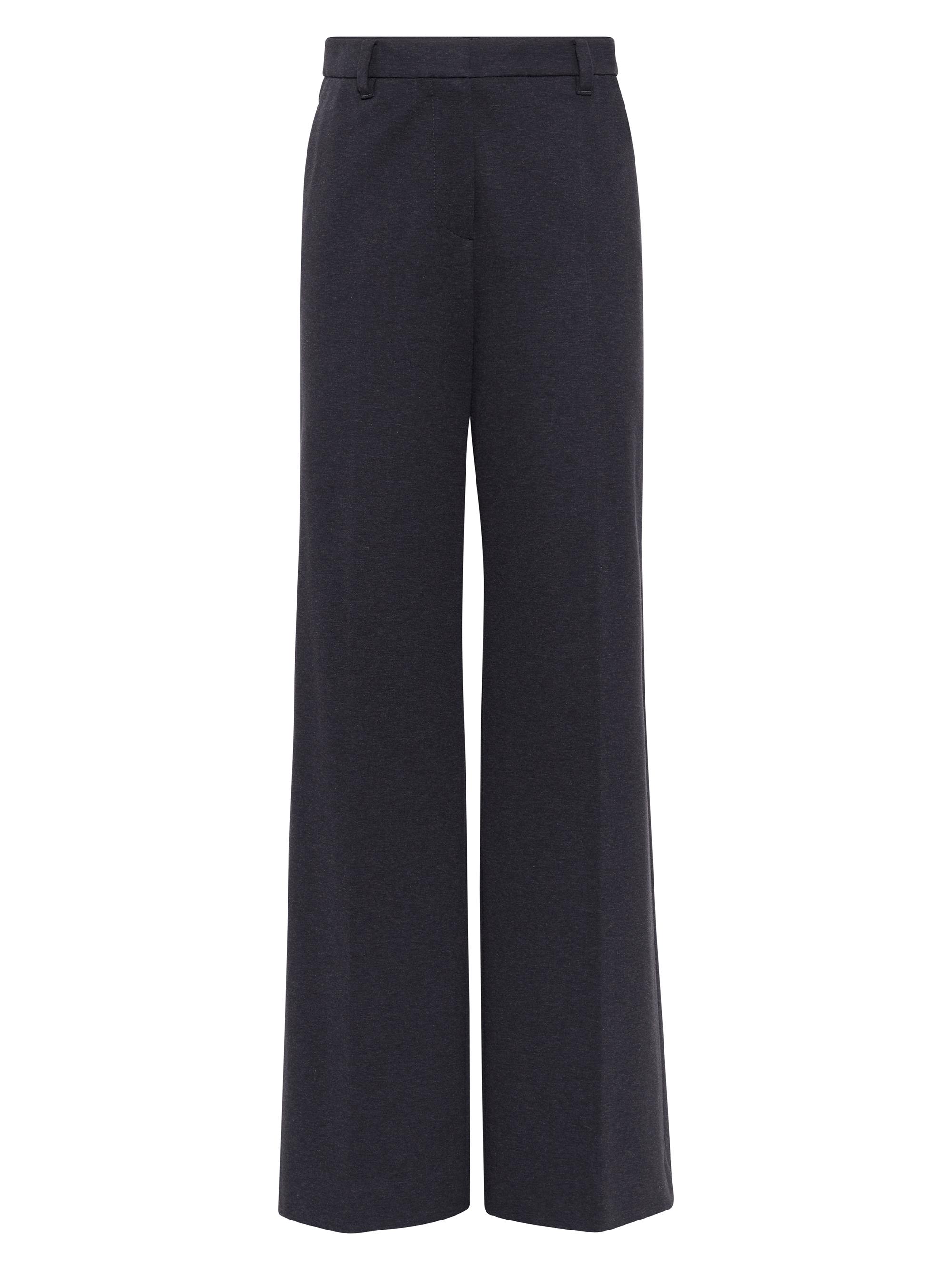 Brunello Cucinelli Women's Stretch Cotton Couture Interlock Loose Flared Trousers - Anthracite