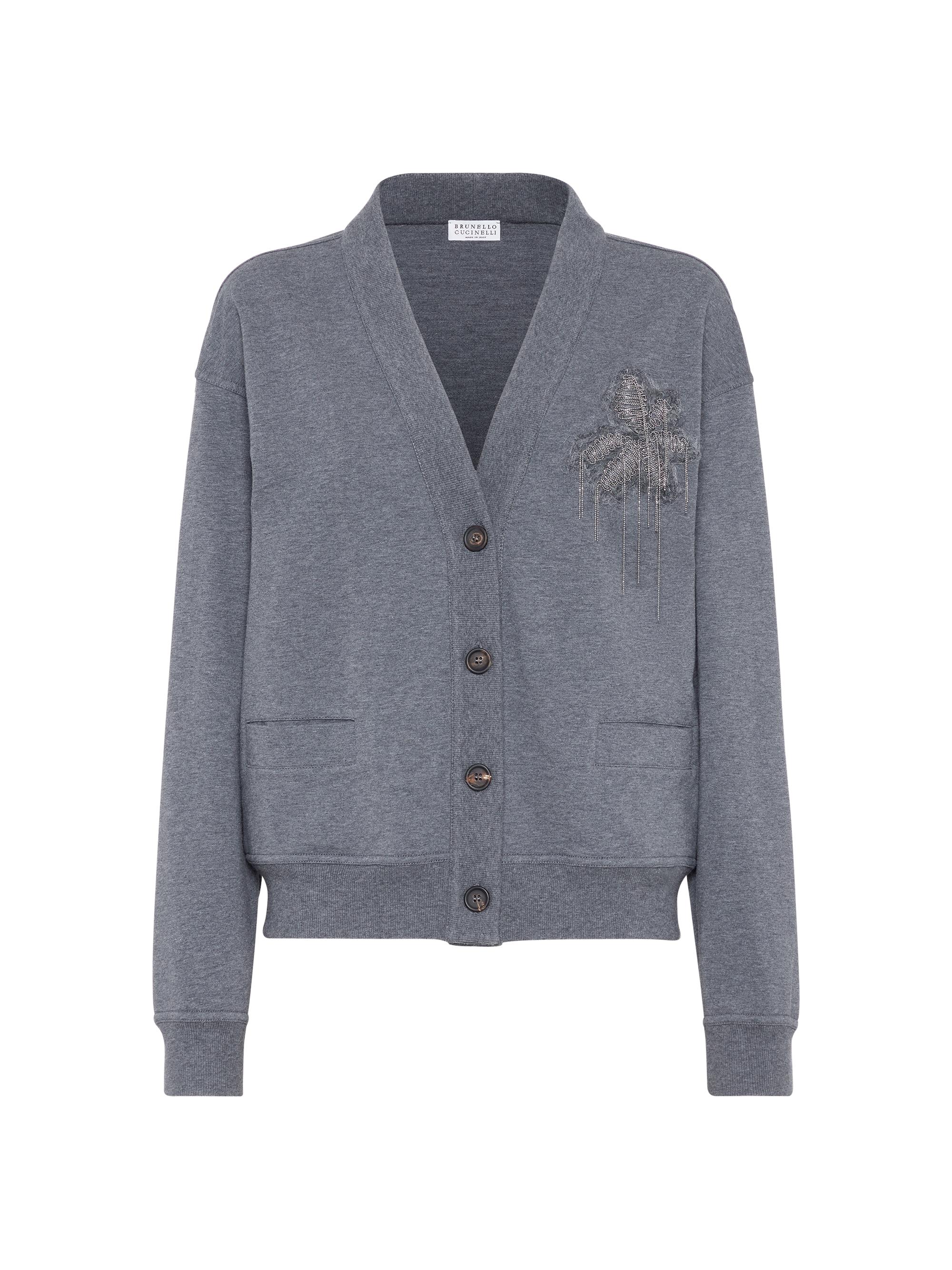 Brunello Cucinelli Women's Stretch Cotton Lightweight French Terry Sweatshirt - Lead