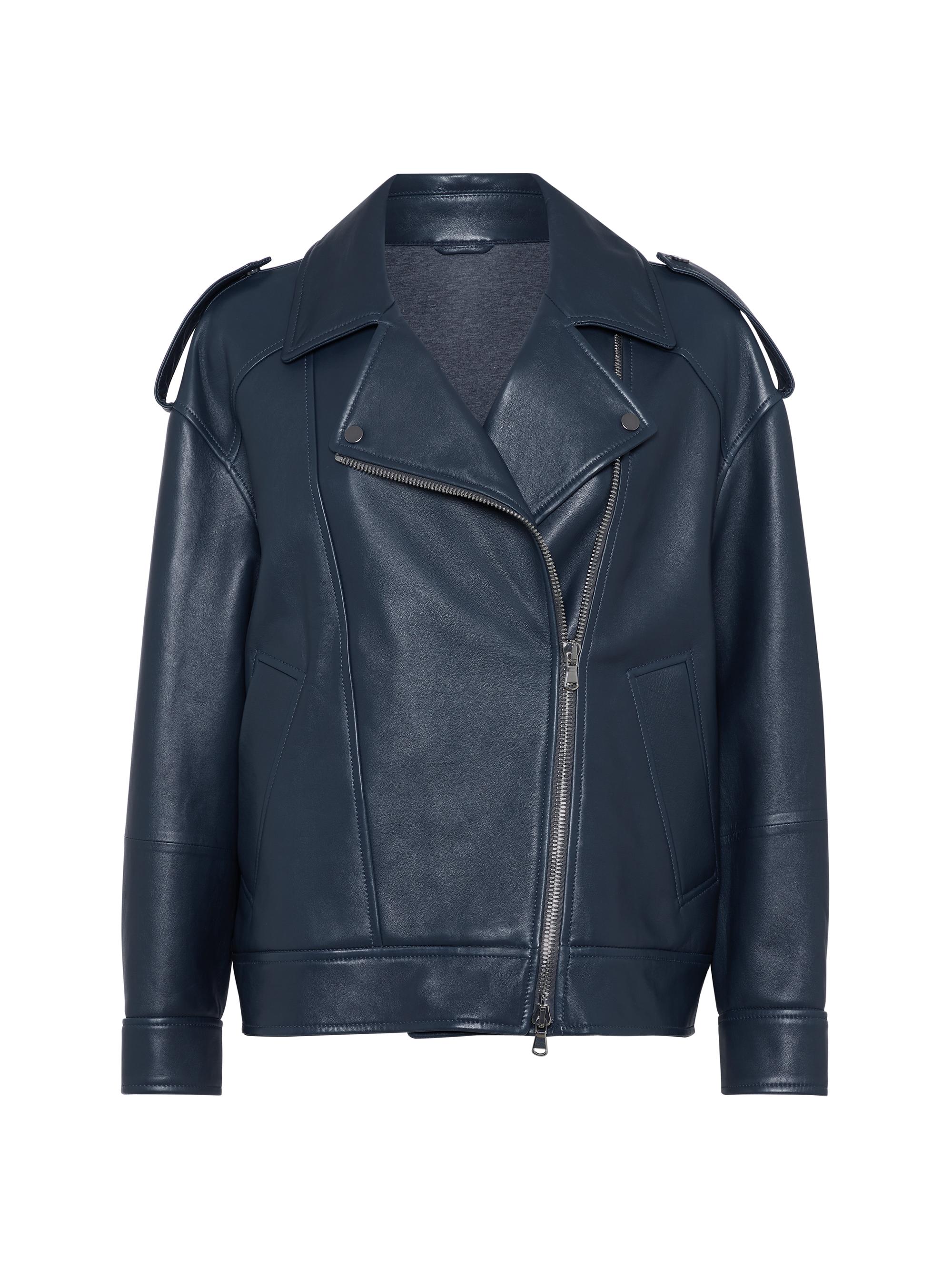 Brunello Cucinelli Women's Nappa Leather Biker Jacket - Night