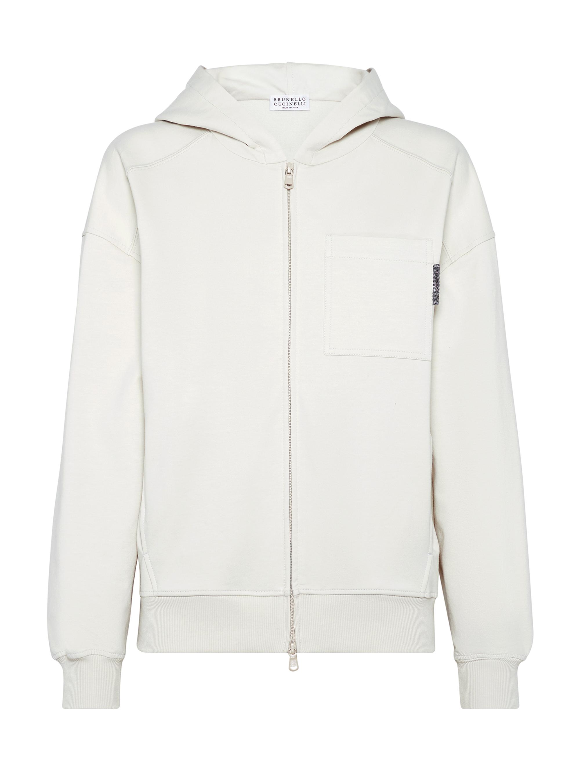 Brunello Cucinelli Women's Stretch Cotton Lightweight French Terry Hooded Sweatshirt - Butter