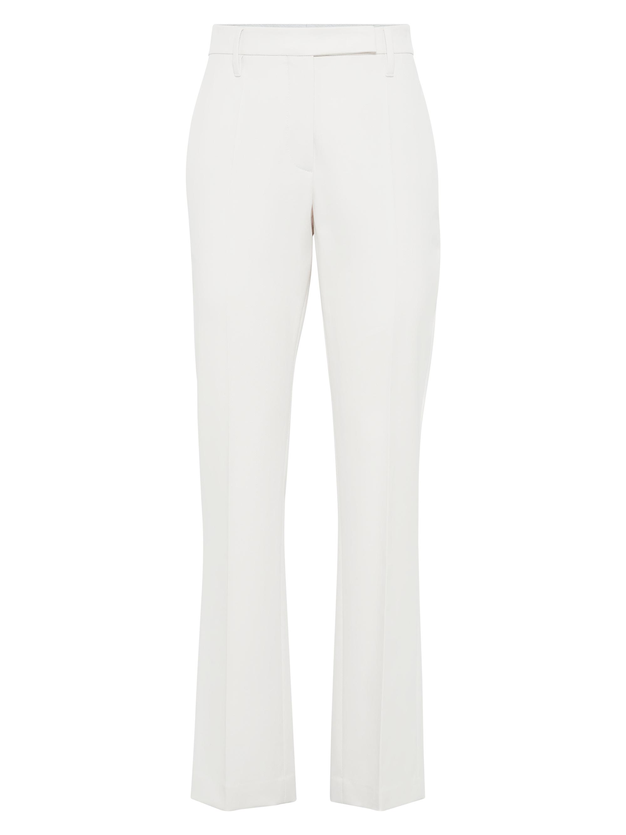 Brunello Cucinelli Women's Stretch Cotton Cover Cigarette Trousers - Snow