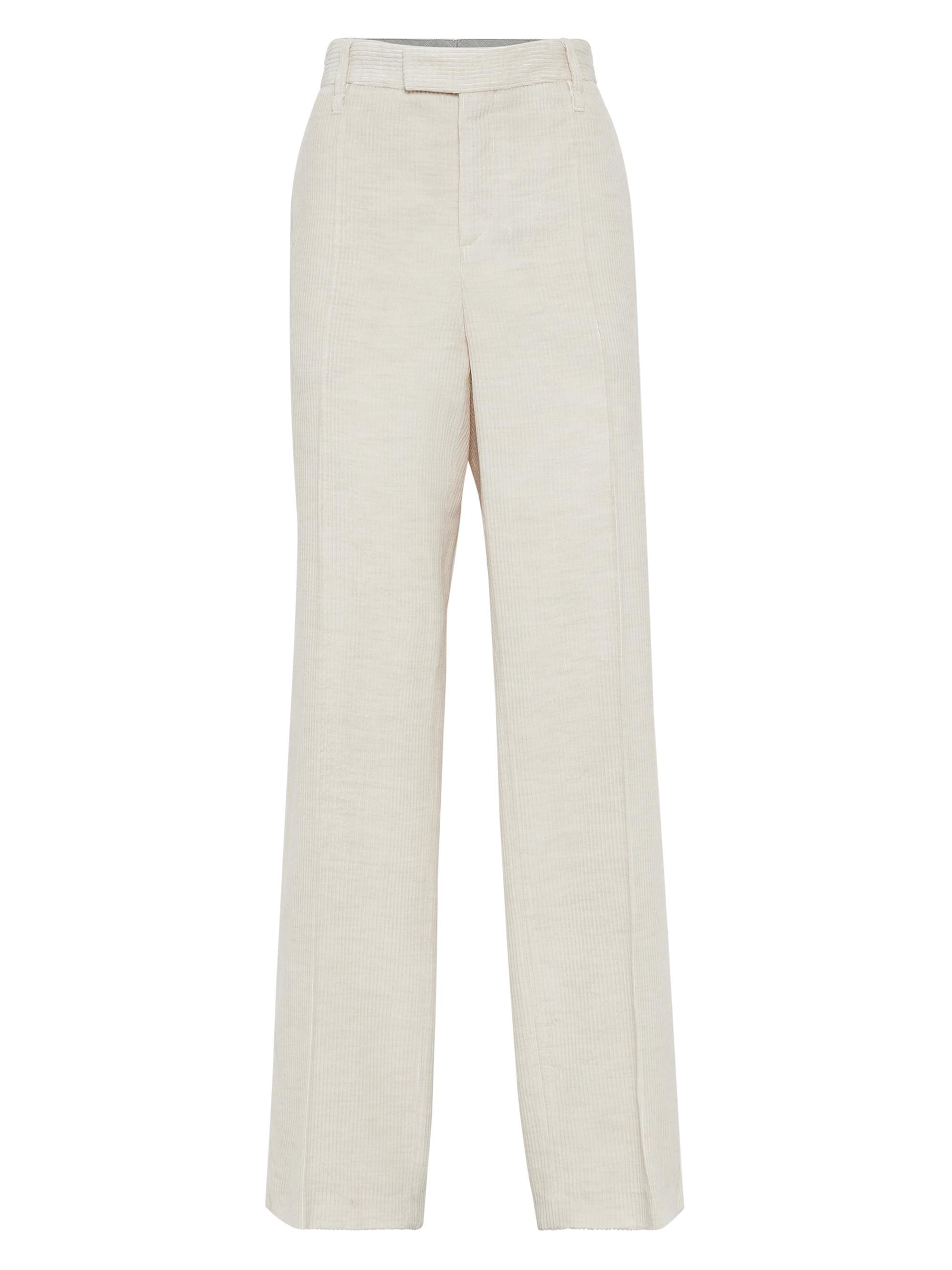 Brunello Cucinelli Women's Viscose and Cotton Corduroy Loose Straight Trousers -