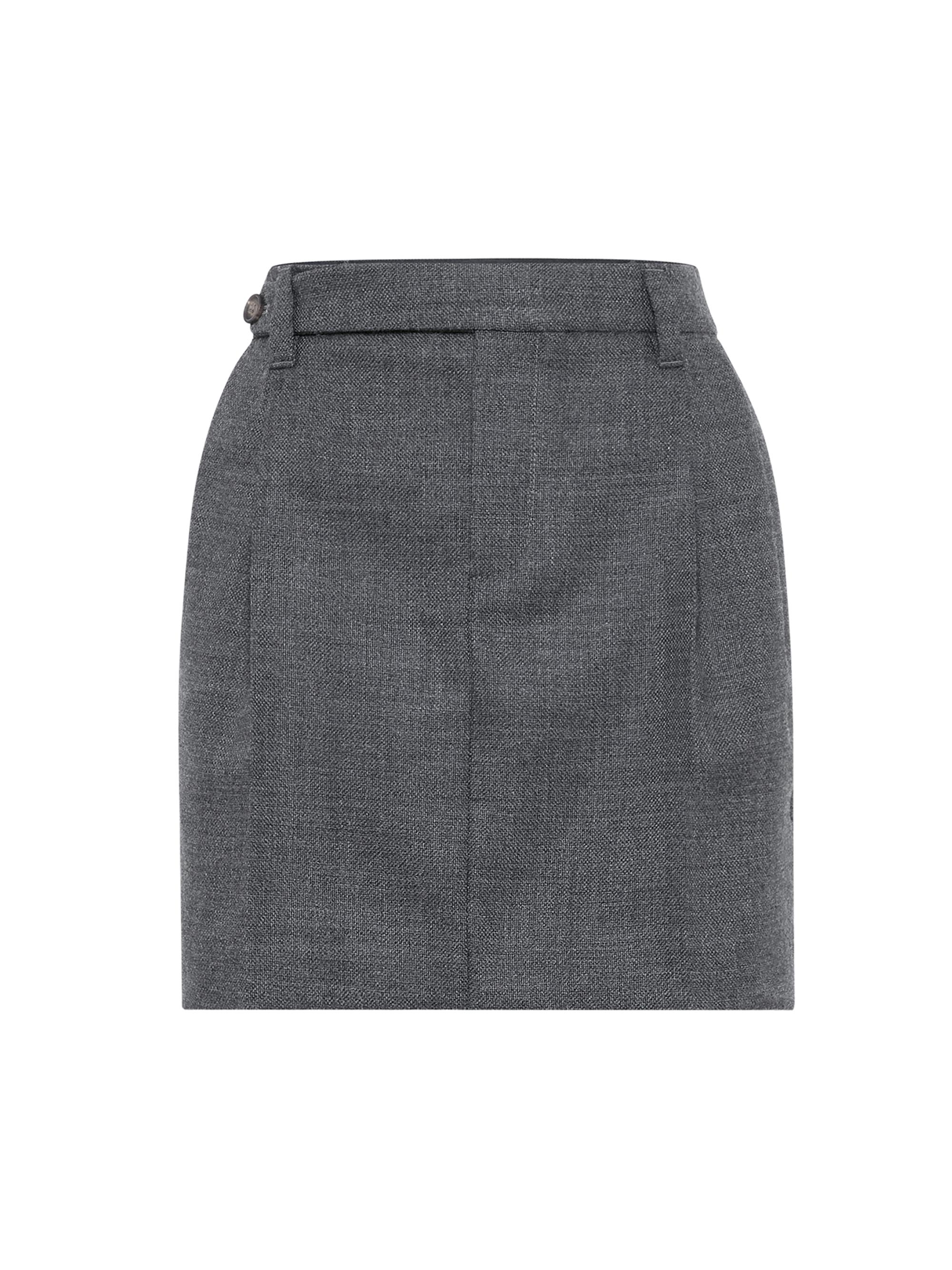Brunello Cucinelli Women's Virgin Wool Sartorial Mini Skirt - Dark Grey