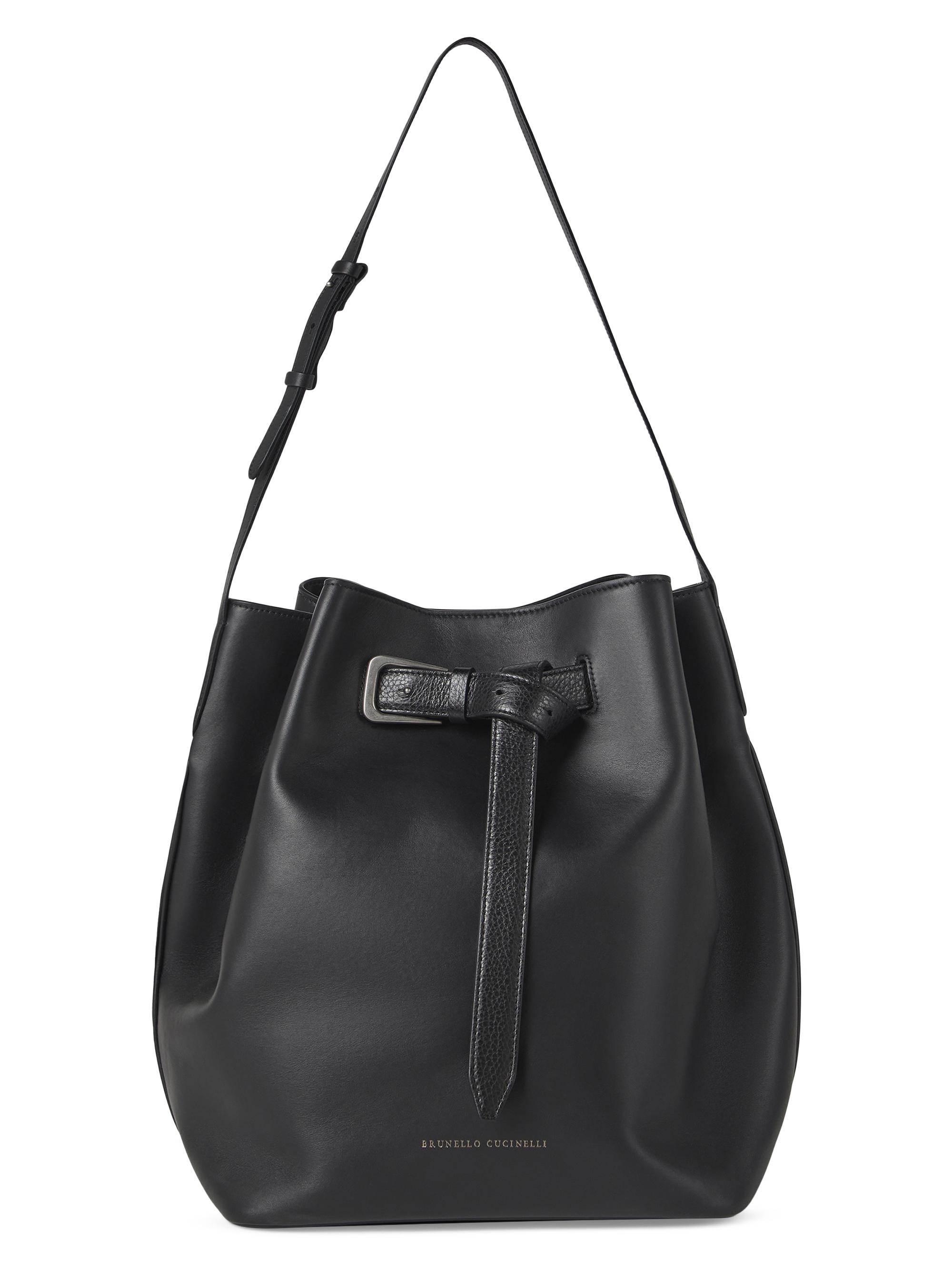 Brunello Cucinelli Women's Calfskin Soft Bag with Belt Detail - Black