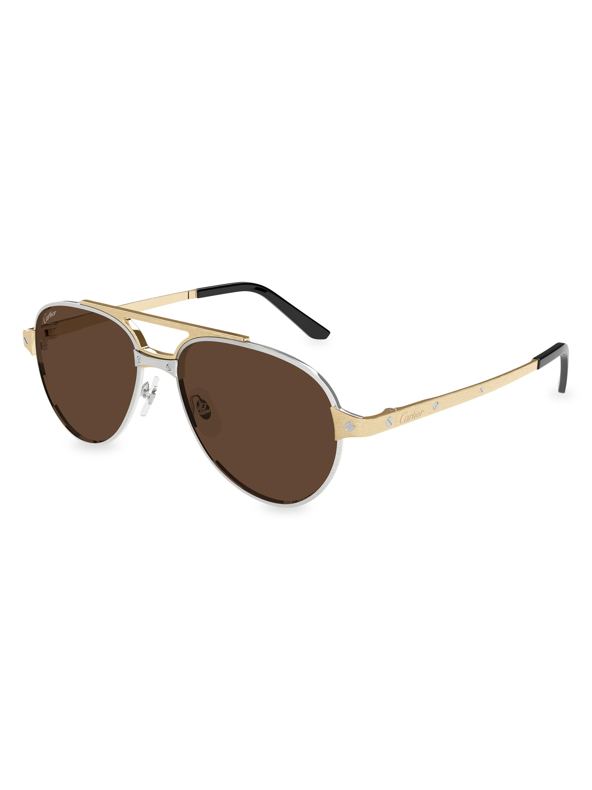 Cartier Santos Evolution 59MM Pilot Sunglasses Saks Fifth Avenue