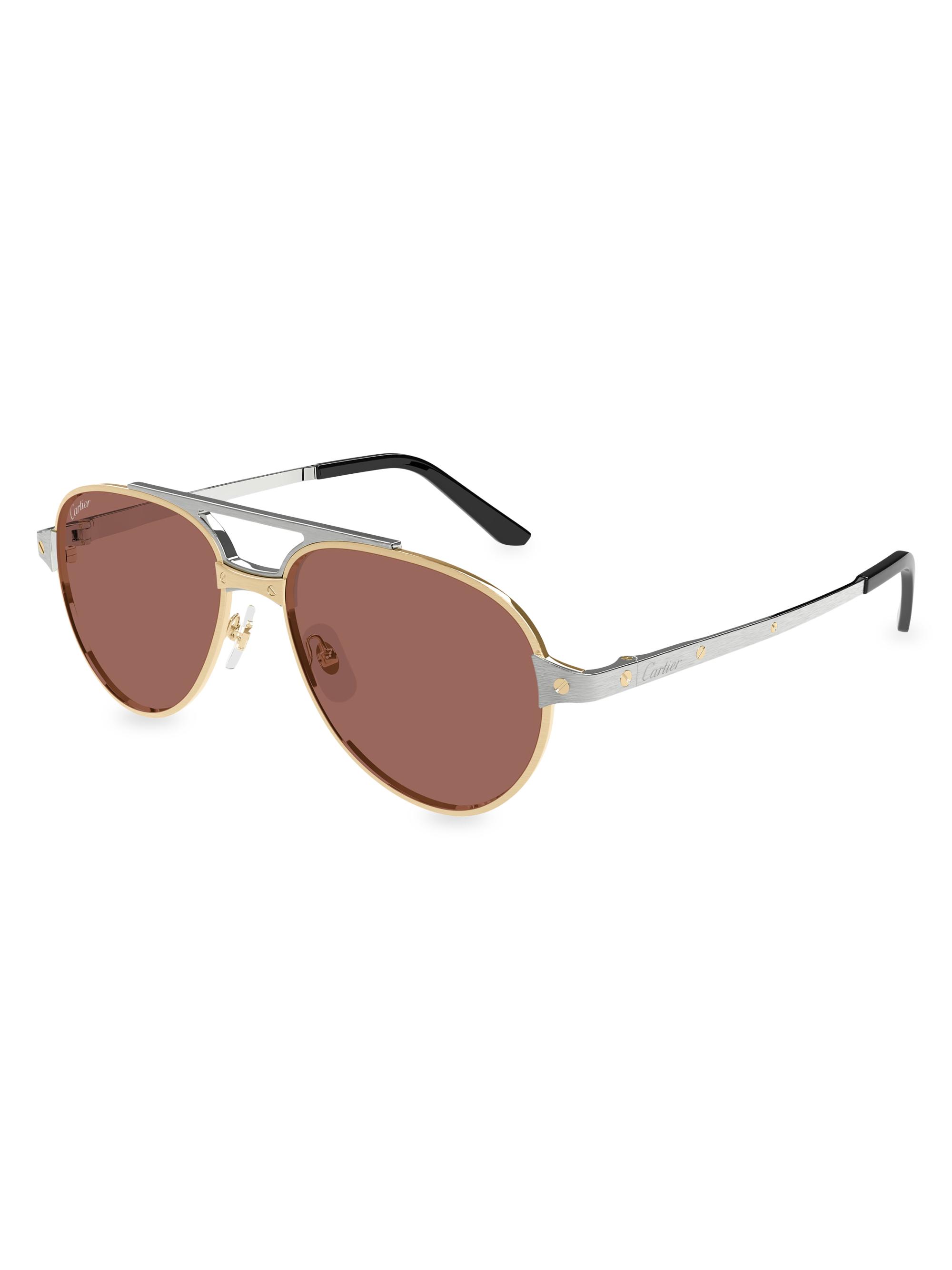 Cartier Women's Santos Evolution 59MM Pilot Sunglasses - Red Silver