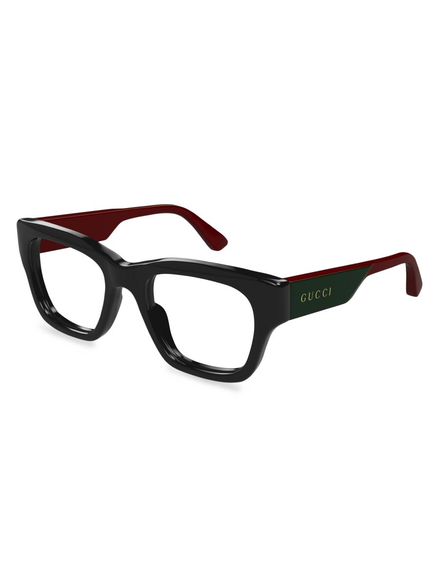 Gucci Oblique 52MM Square Optical Eyeglasses | Saks Fifth Avenue