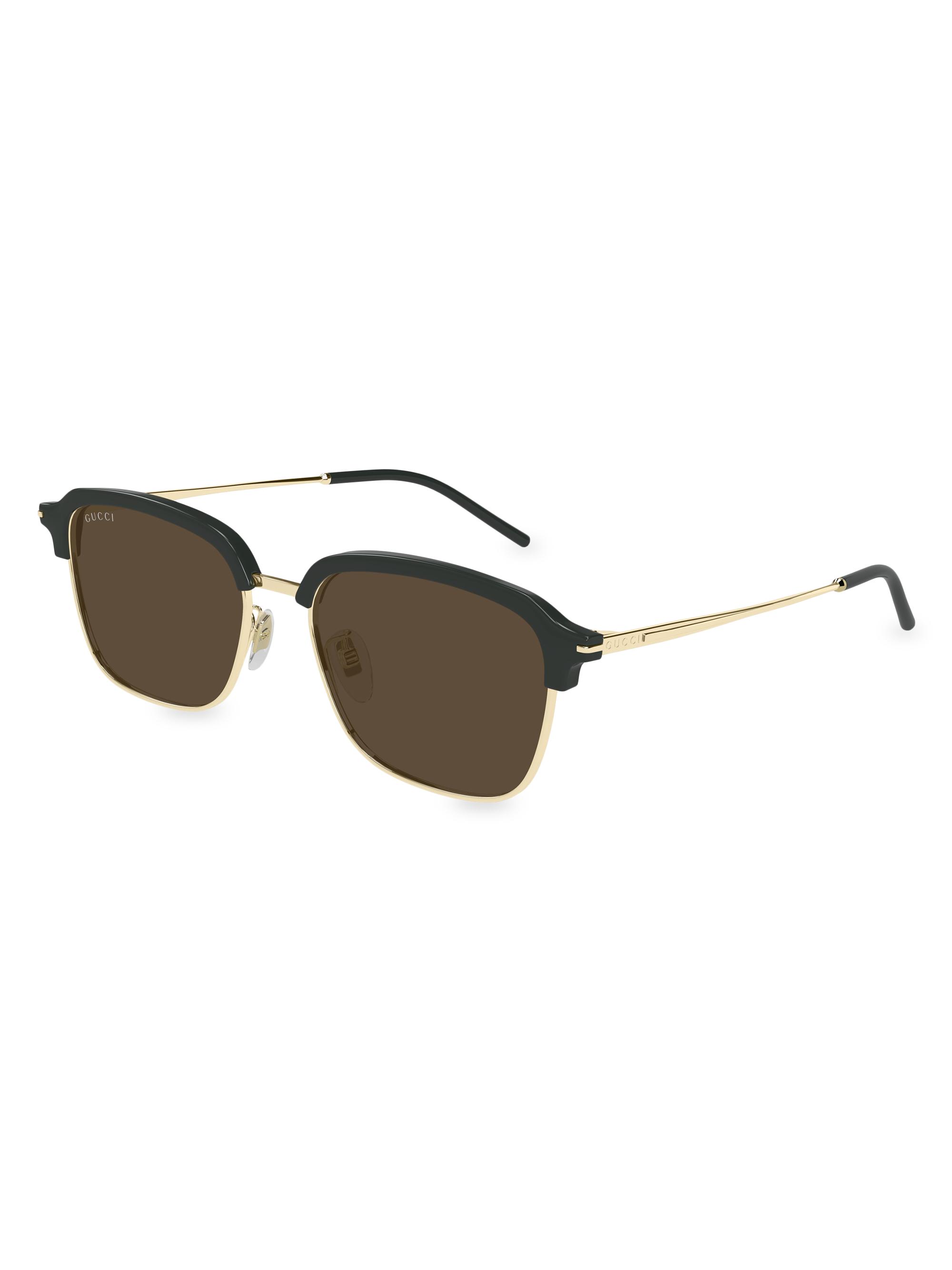Gucci Men's Slim Fit Panthos GG1733SK 56MM Oval Sunglasses - Brown Black Gold