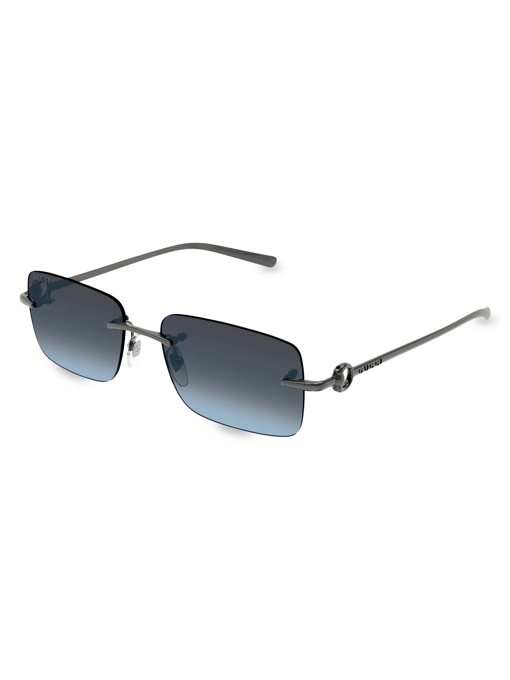 Gucci Men's Horsebit Top Bar 55MM Square Sunglasses - Ruthenium Grey