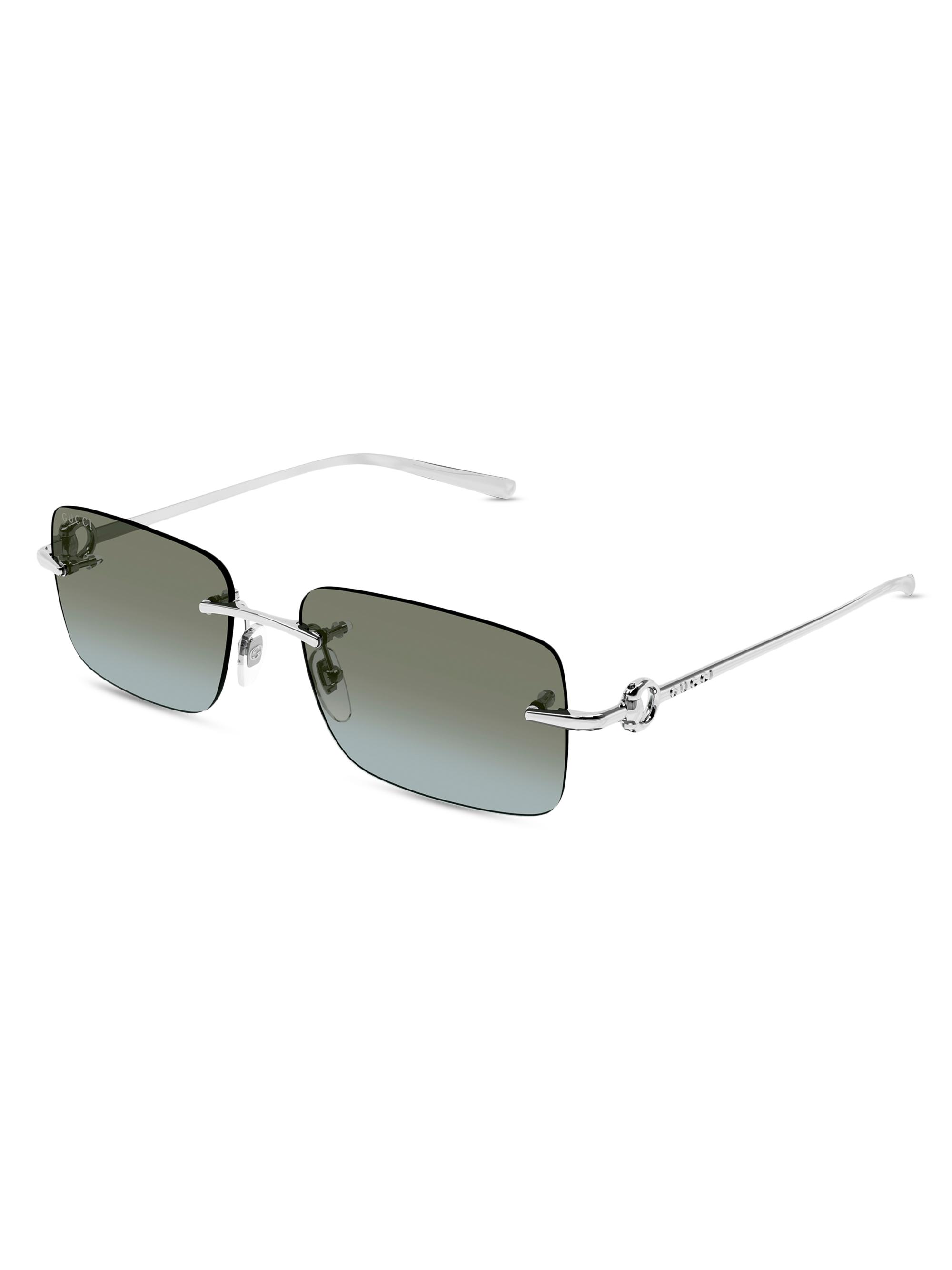 Gucci Men's Horsebit Top Bar 55MM Square Sunglasses - Silver Grey