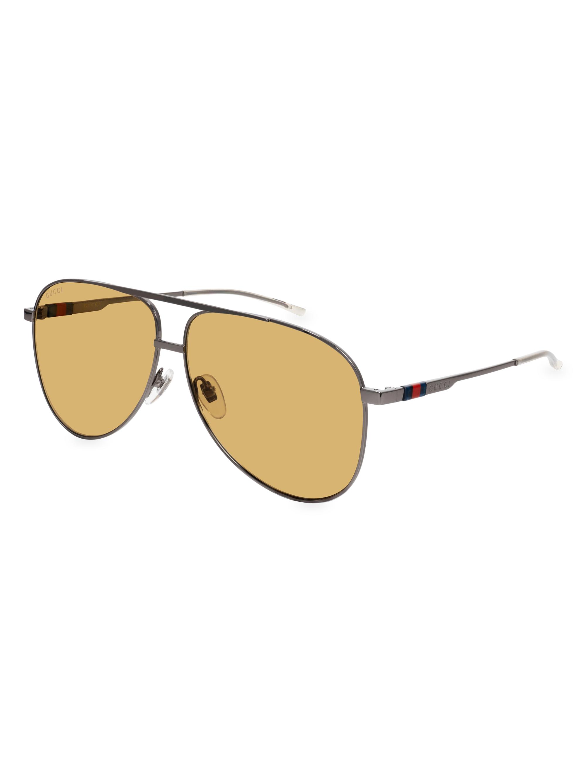 Gucci Men's Details 62MM Pilot Sunglasses - Yellow Ruthenium