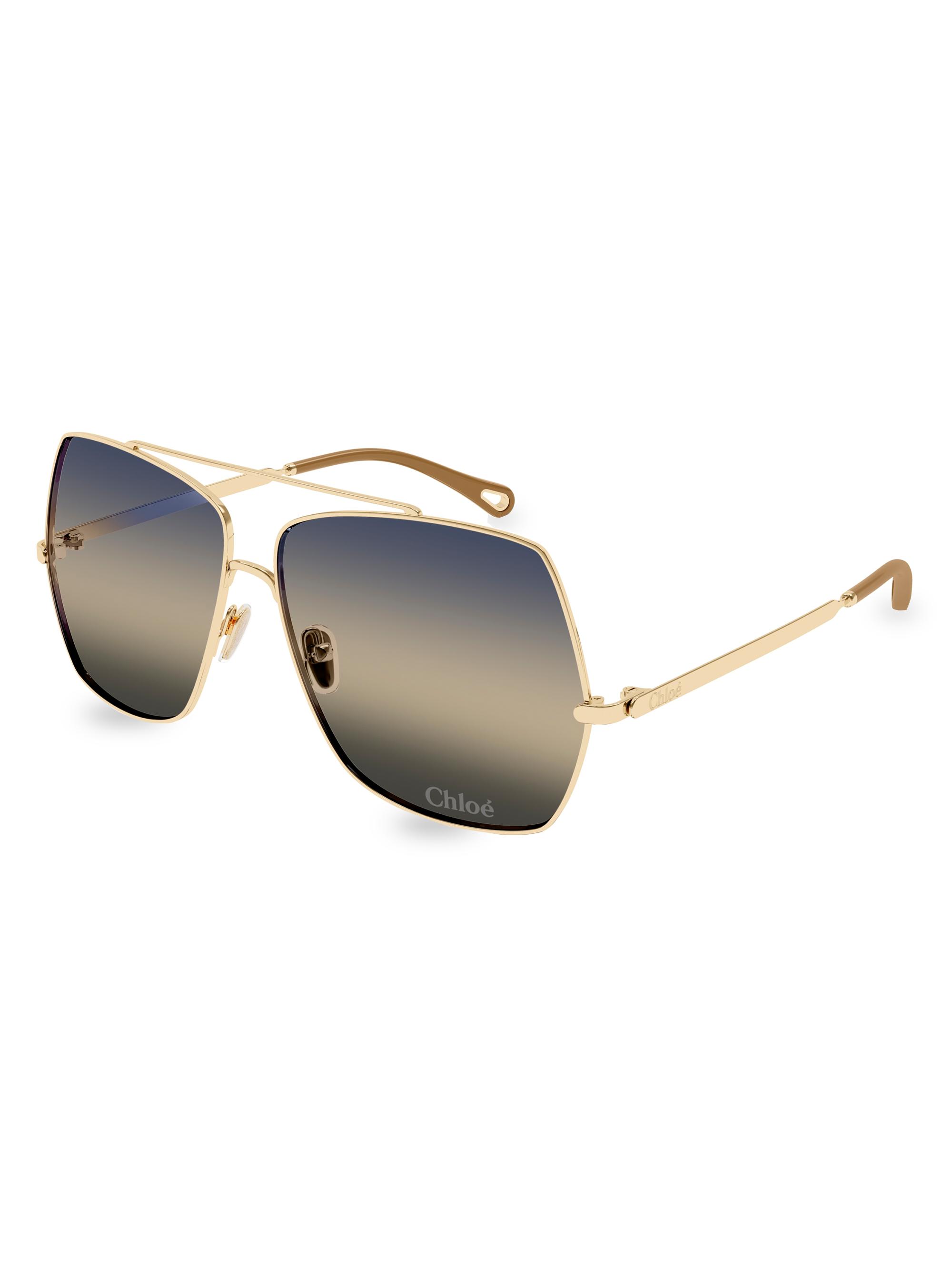 Chloé Women's Aly Fashion Show 62MM Squared Sunglasses - Gold Grey