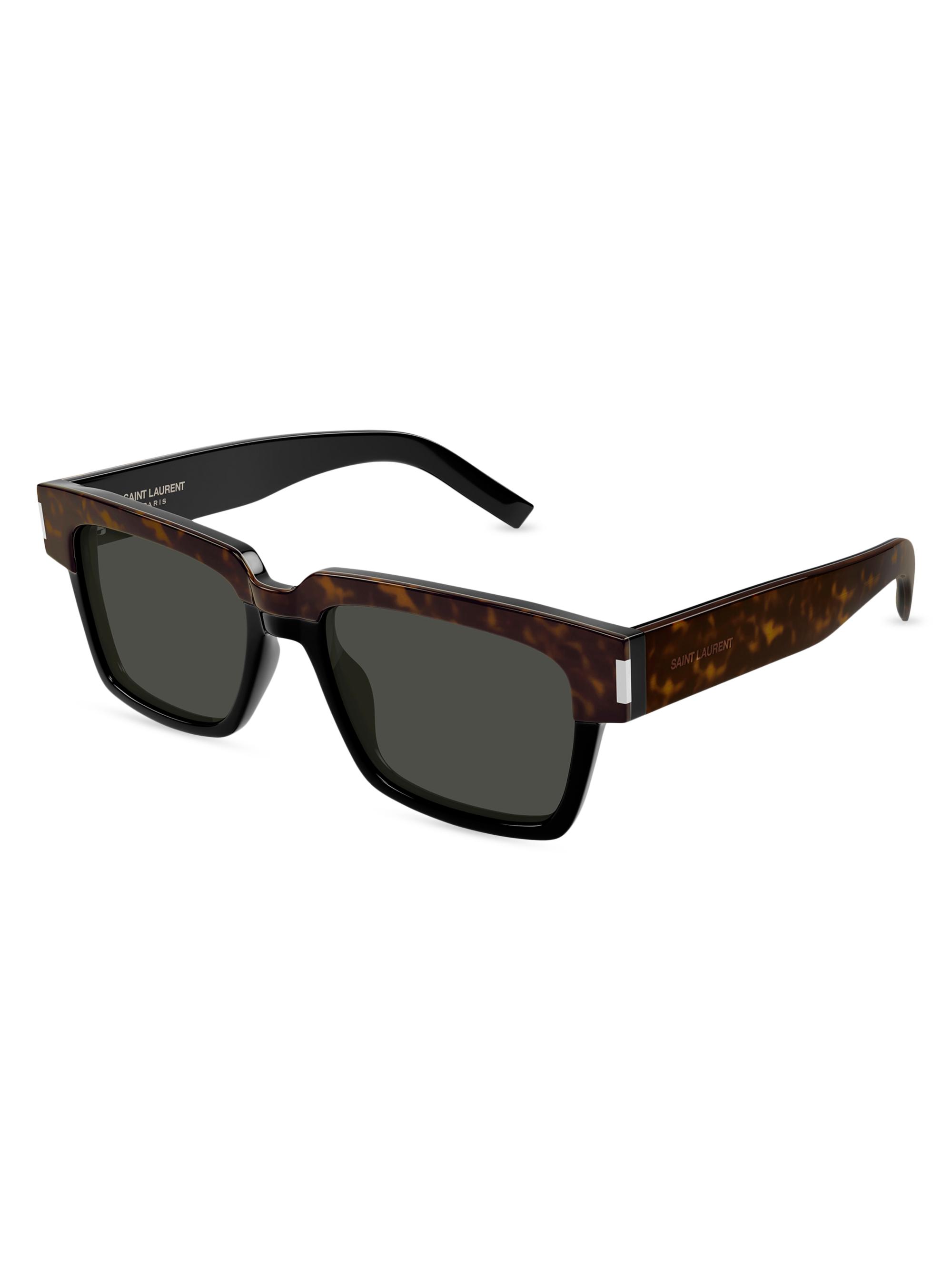 Saint Laurent Men's Corner Angle  54MM Squared Sunglasses - Dark Grey Havana Black