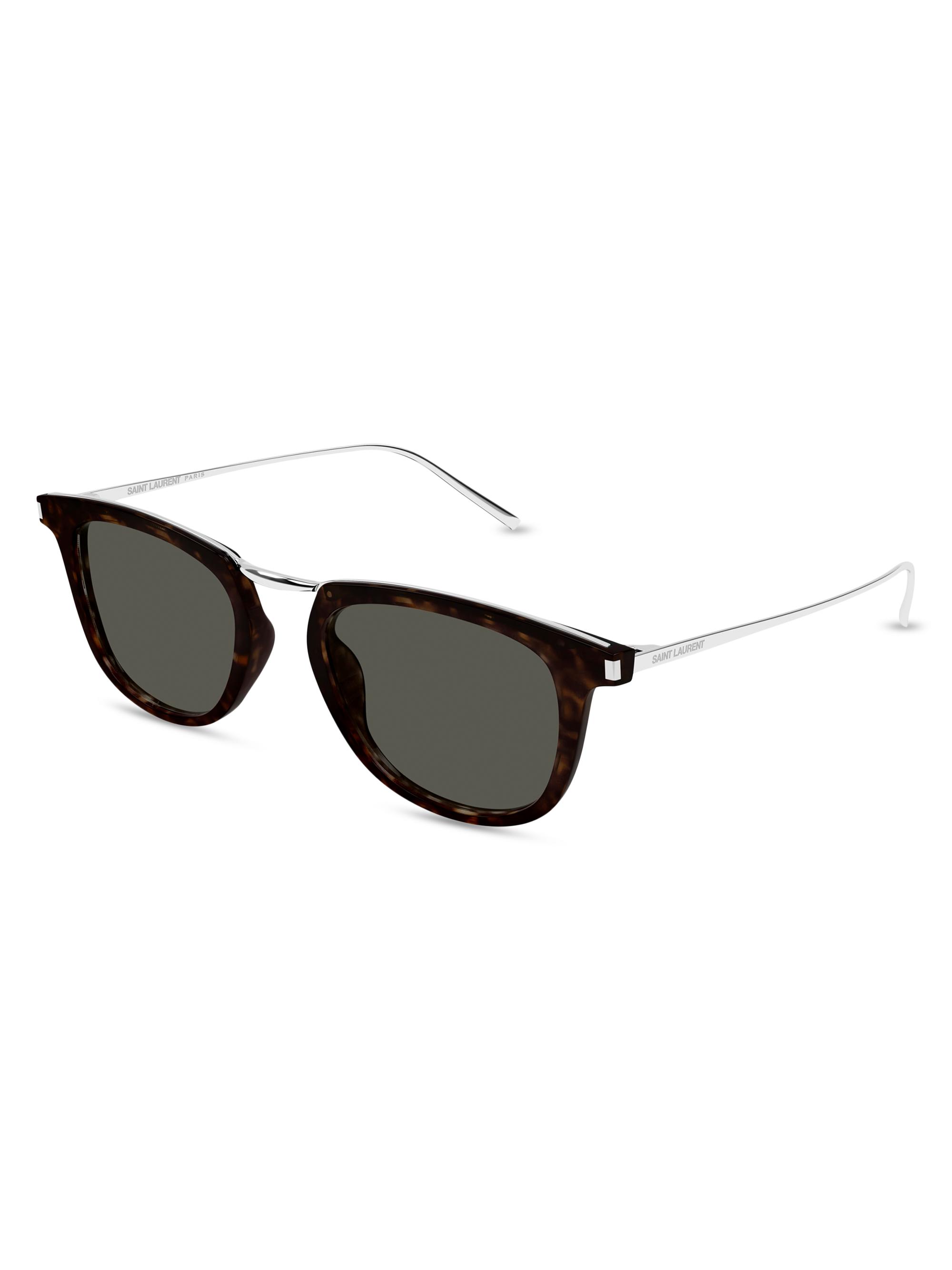 Saint Laurent Men's Combi Corner Angle SL 753 Oval Sunglasses - Grey Havana Silver