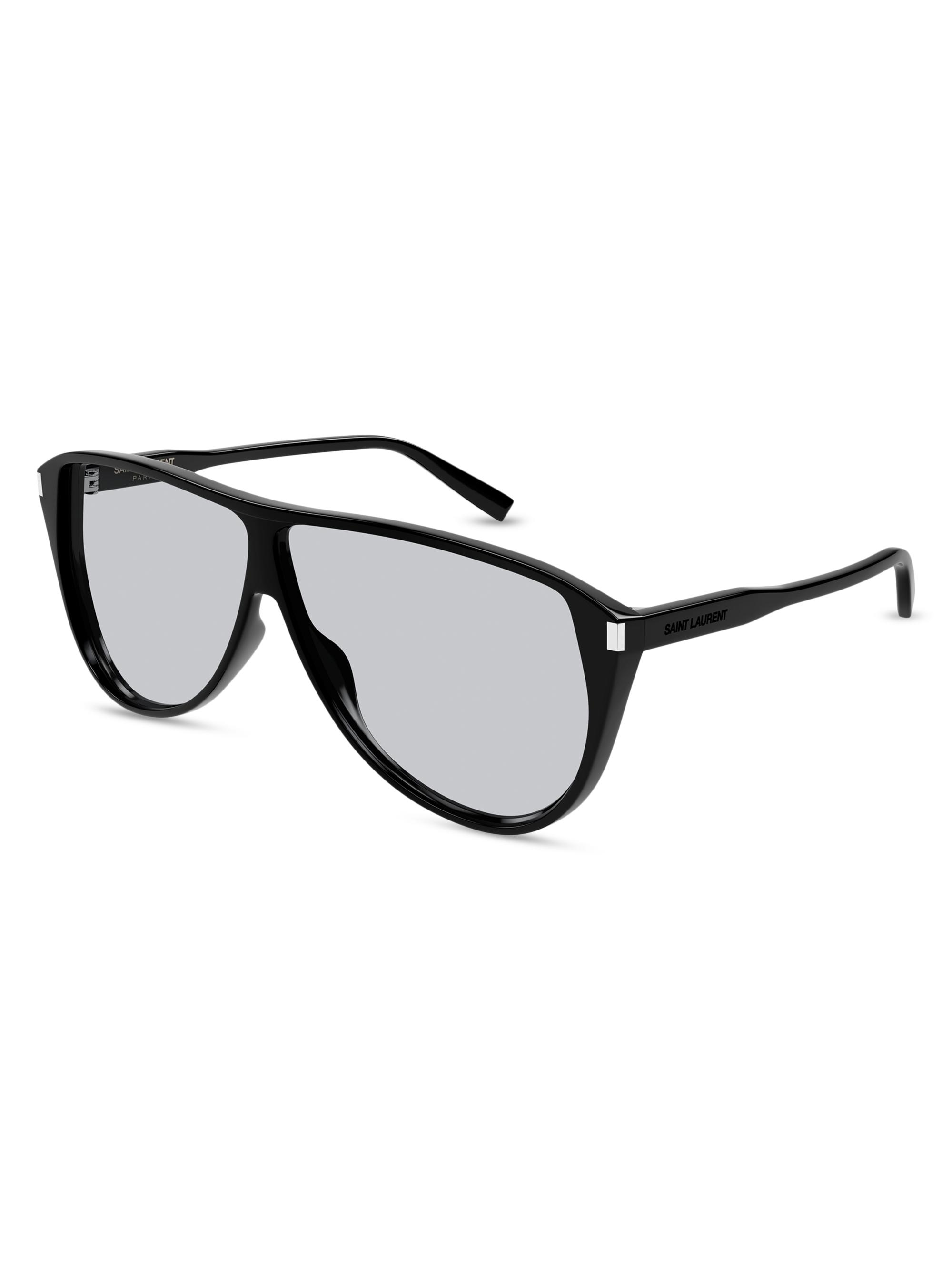Saint Laurent en's Corner Angle  SL 731 Gaspar 65 Pilot Sunglasses - Light Grey Black